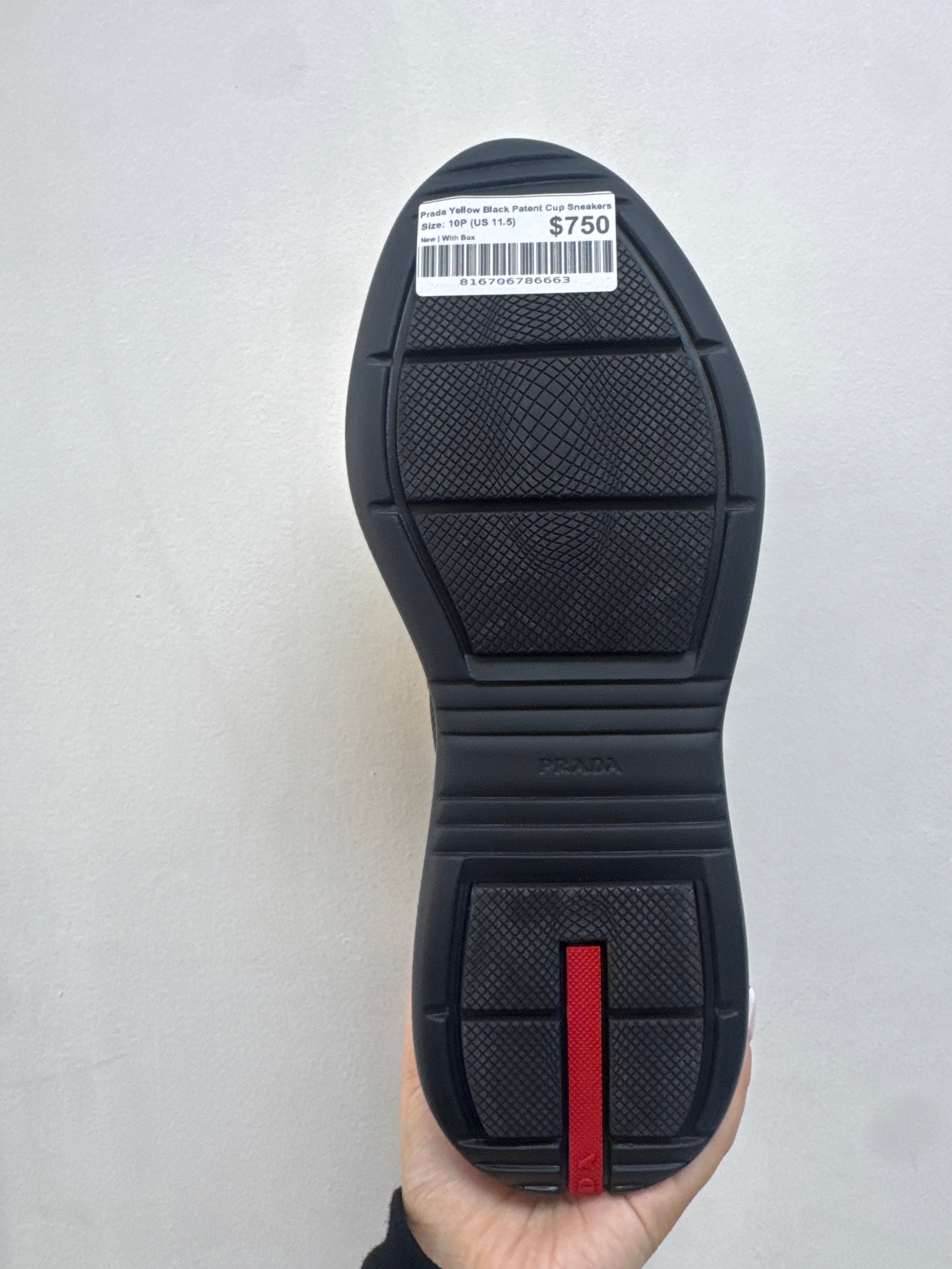 Prada Yellow Black Patent Cup Sneakers
