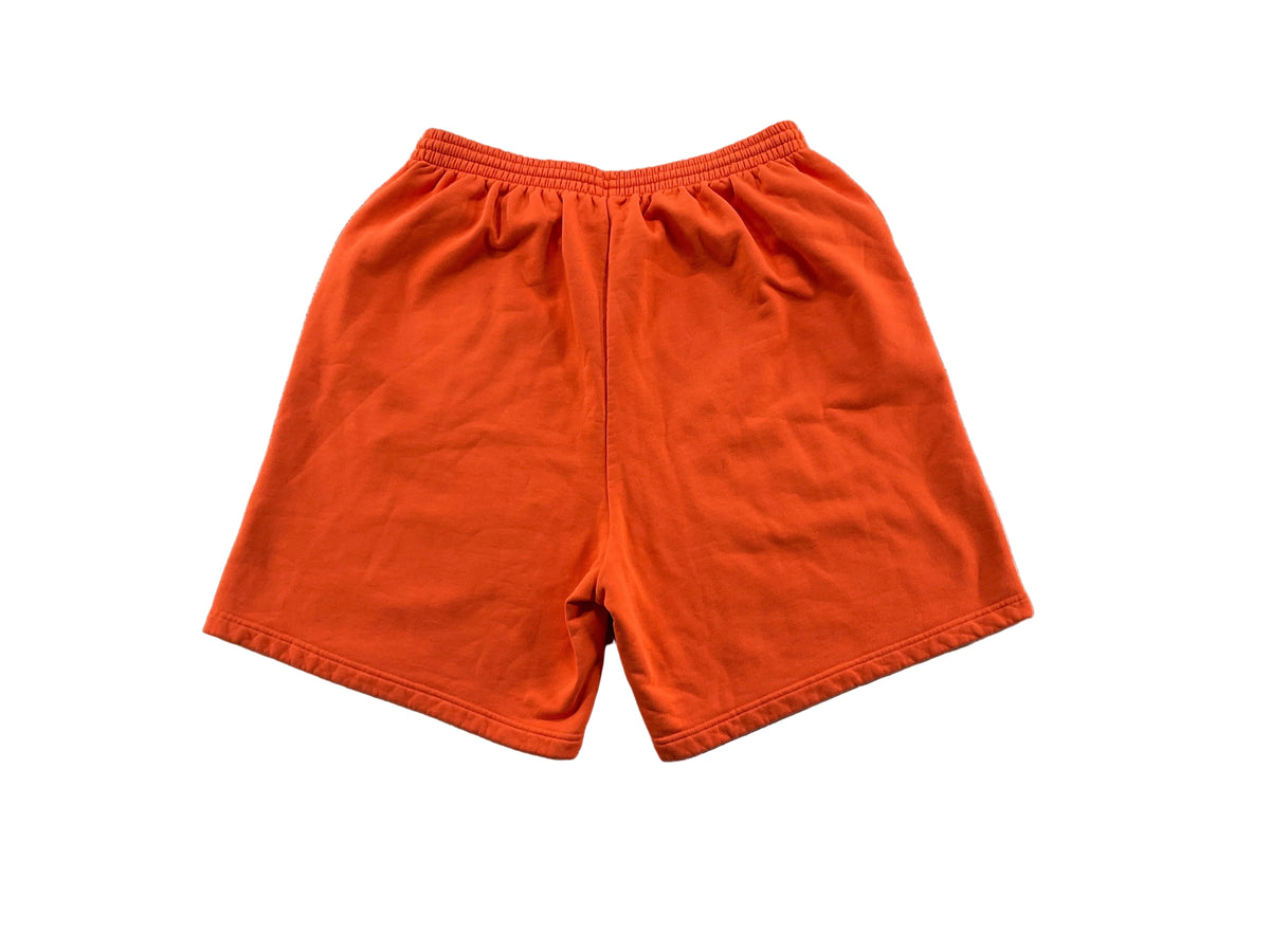 Balenciaga Orange Embroidered Logo Sweat Shorts
