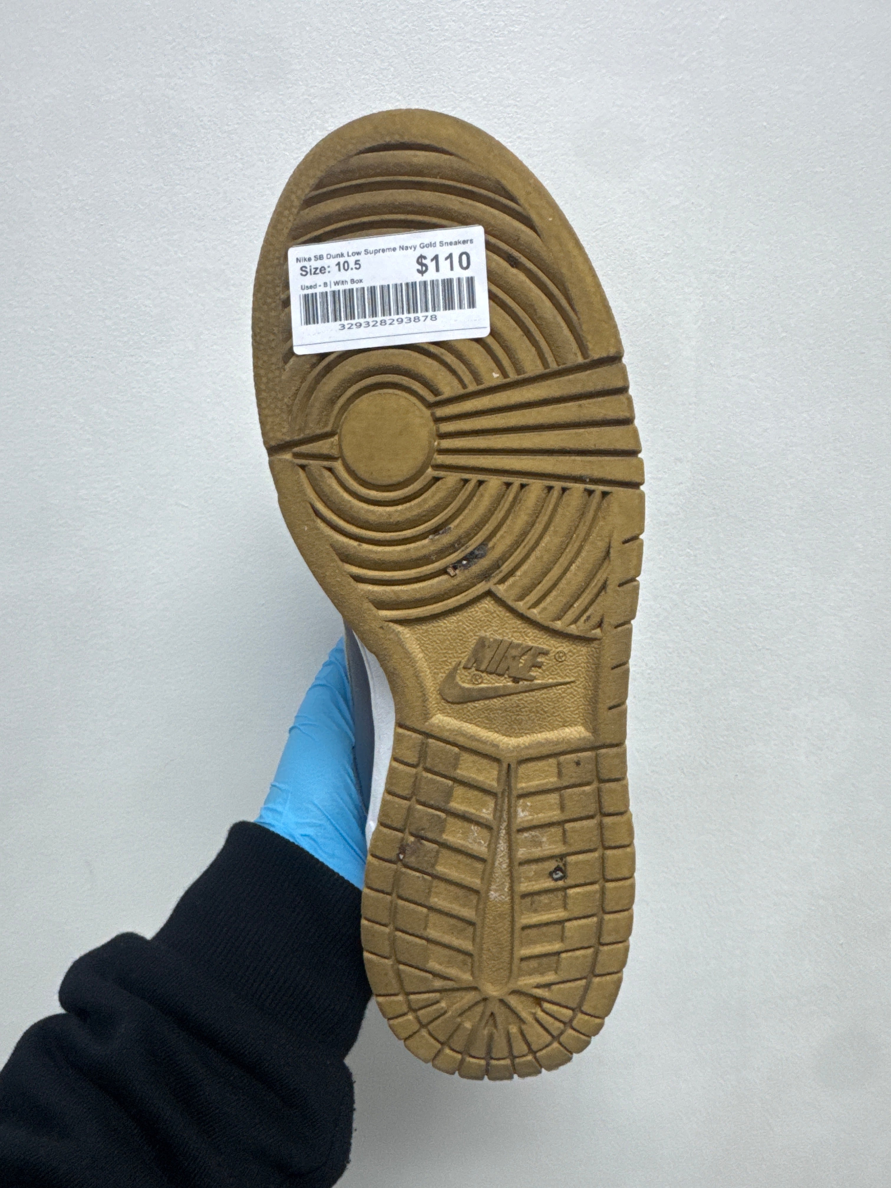 Nike SB Dunk Low Supreme Navy Gold Sneakers