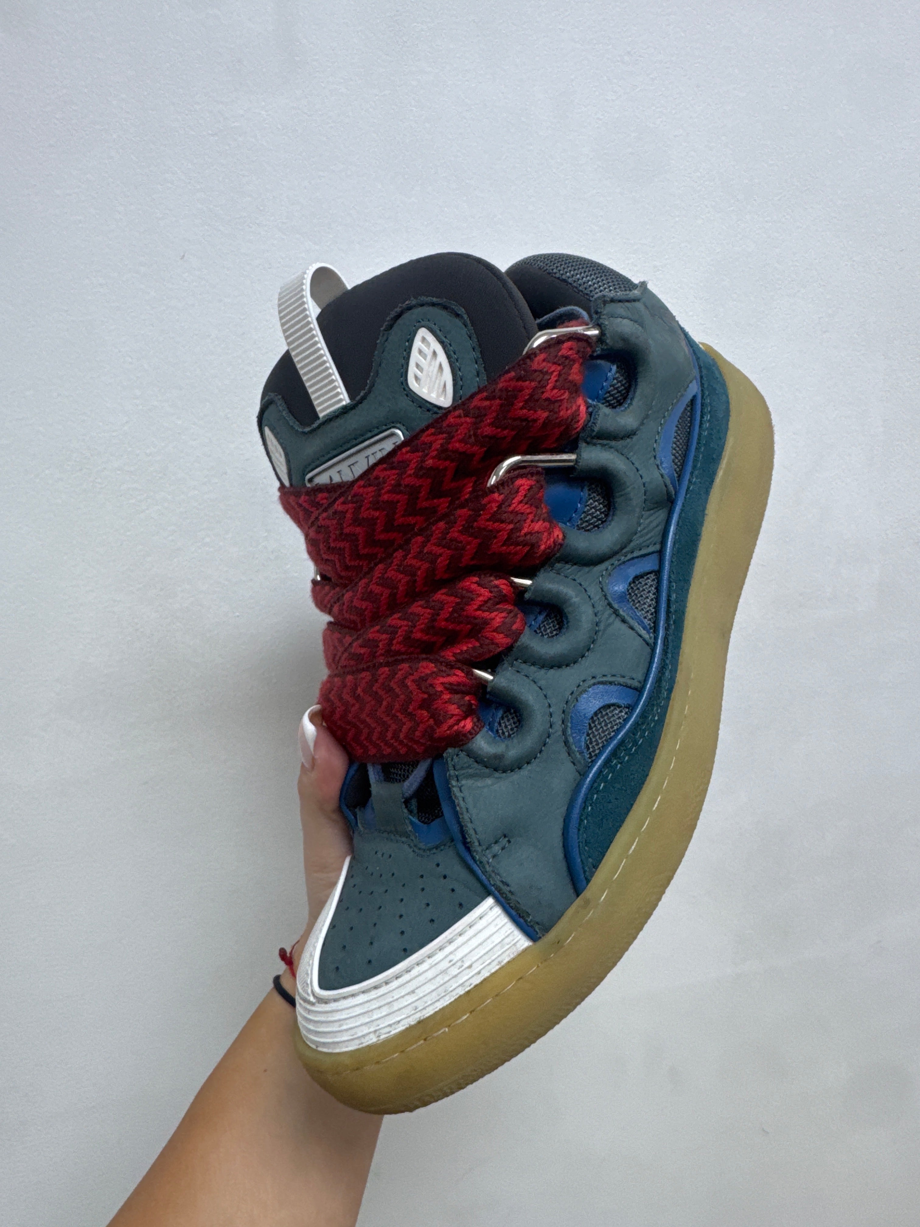 Lanvin Powder Blue Red Sneakers