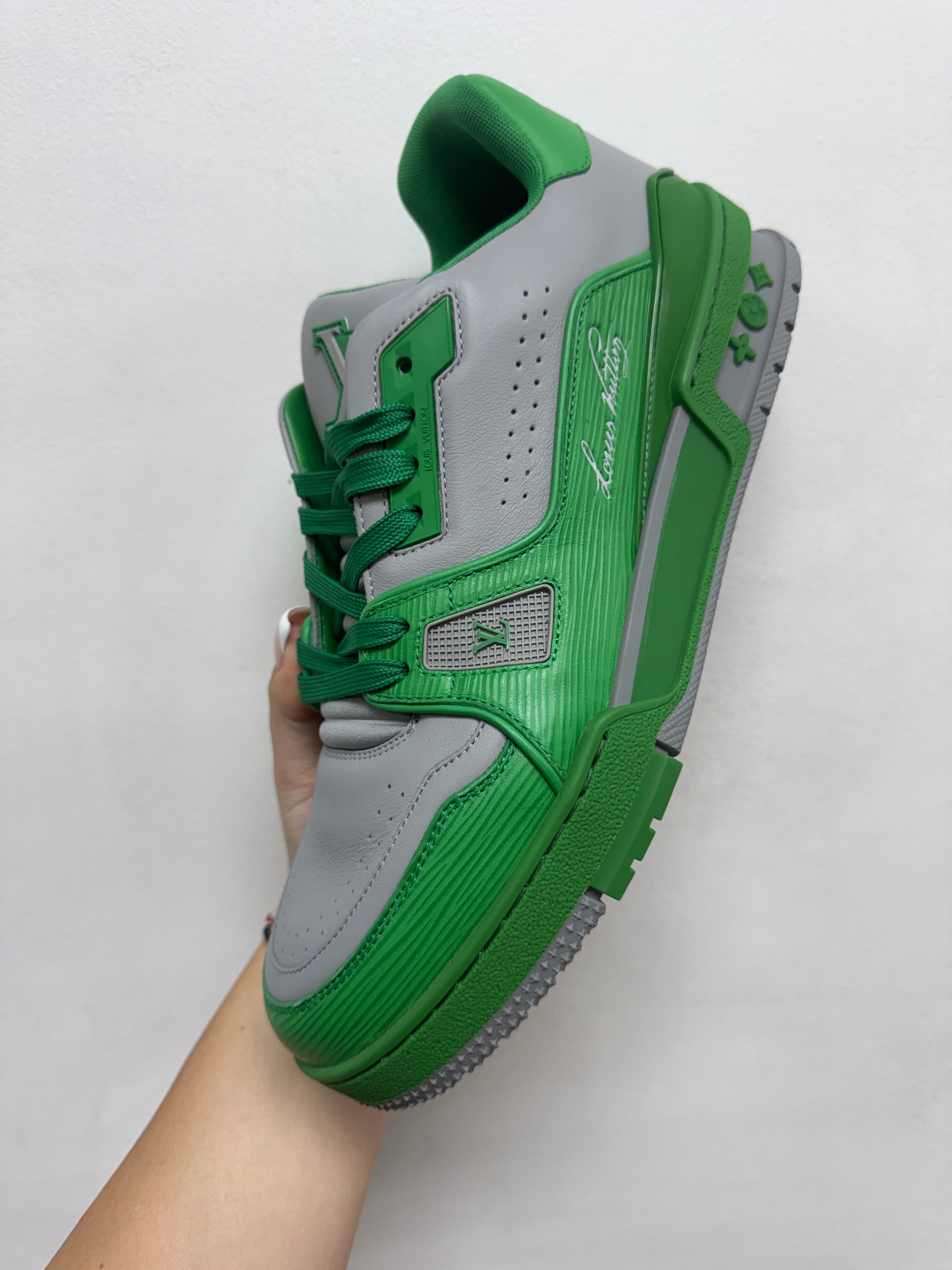 Louis Vuitton Grey Green Trainer Sneaker