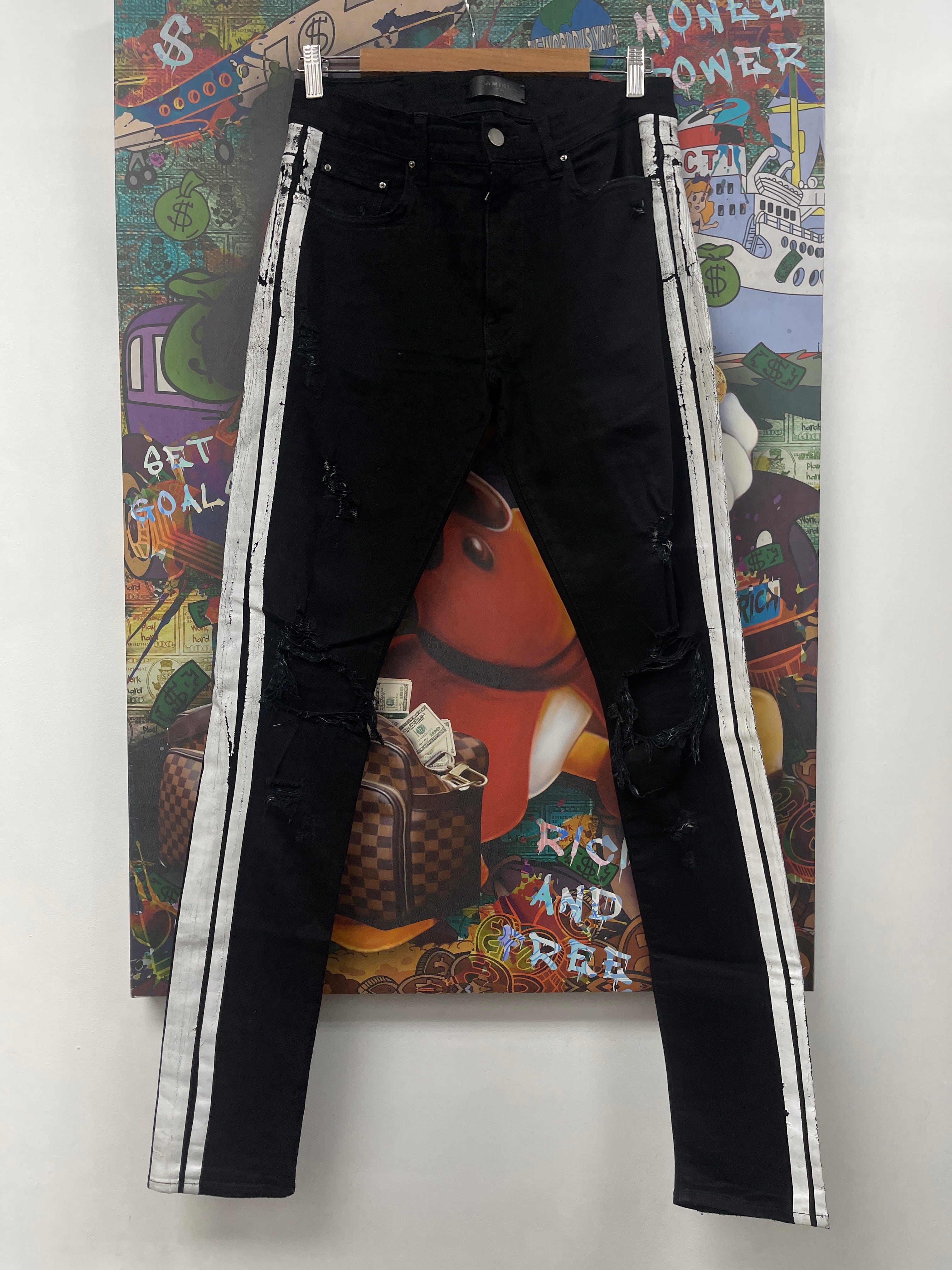 Amiri Black White Stripe (Zipper) Jeans