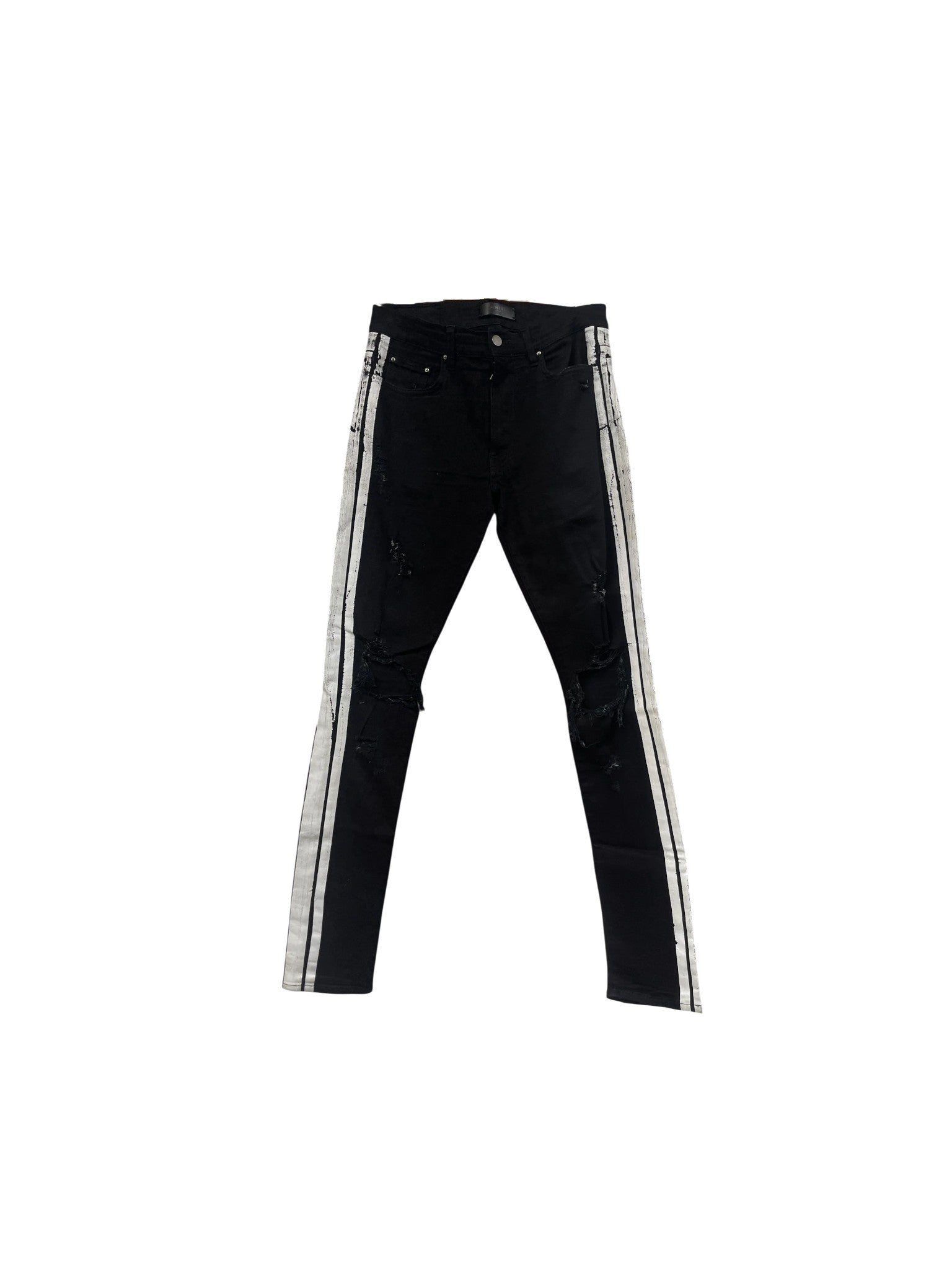 Amiri Stripe (Zipper) Black & White Jeans