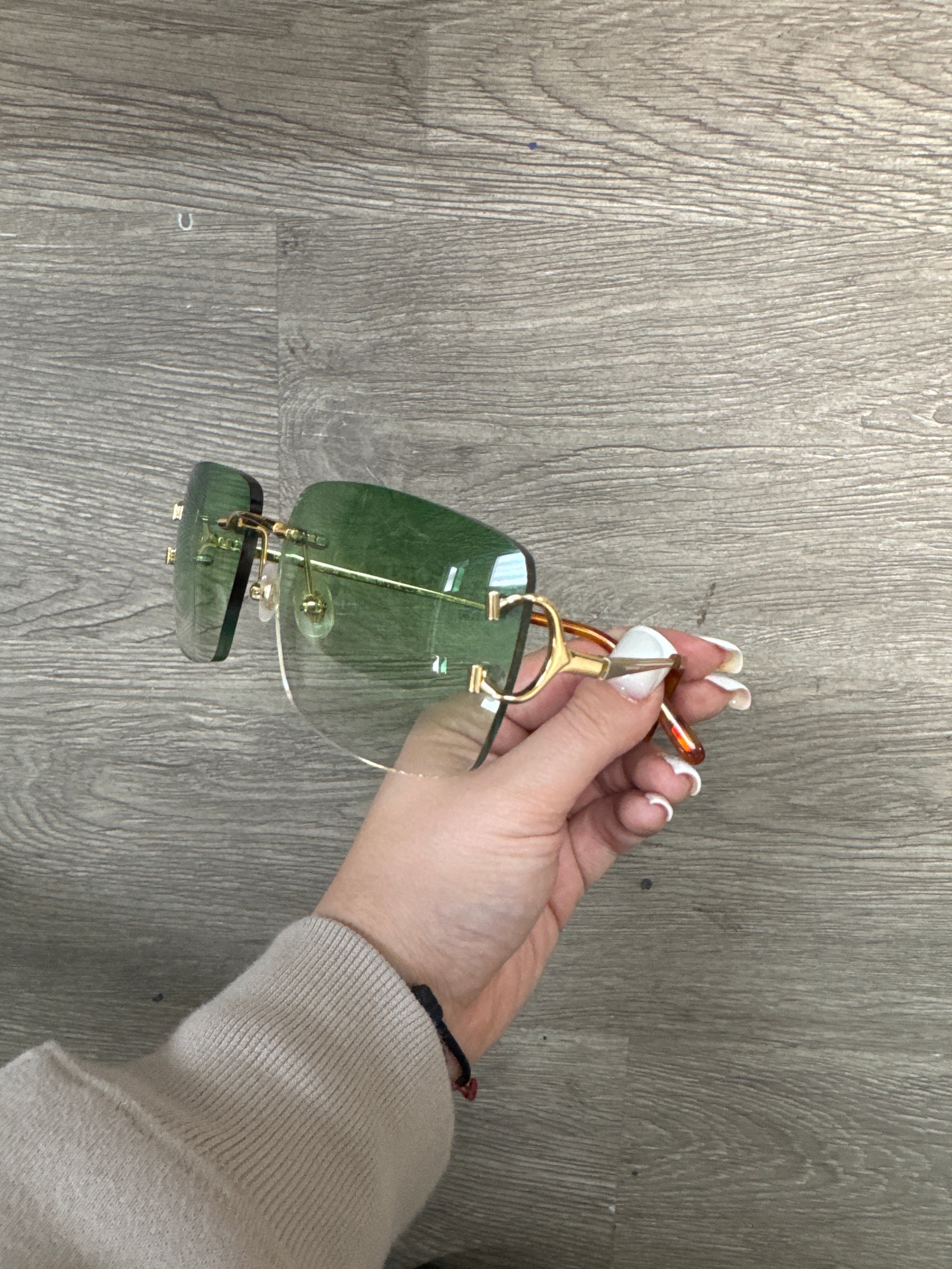 Cartier Frames Shades C Gold Olive Green New OS With Box