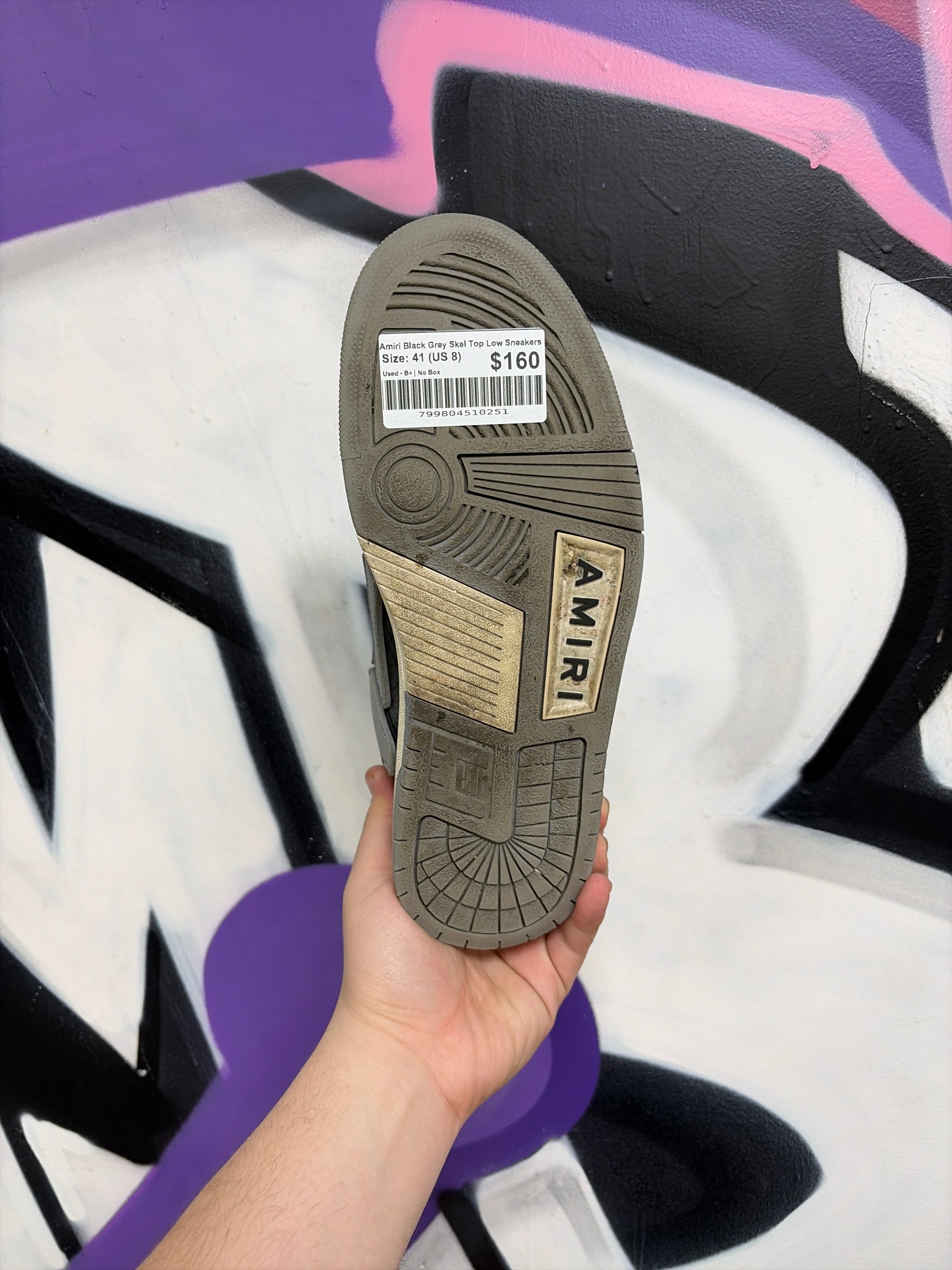 Amiri Black Grey Skel Top Low Sneakers