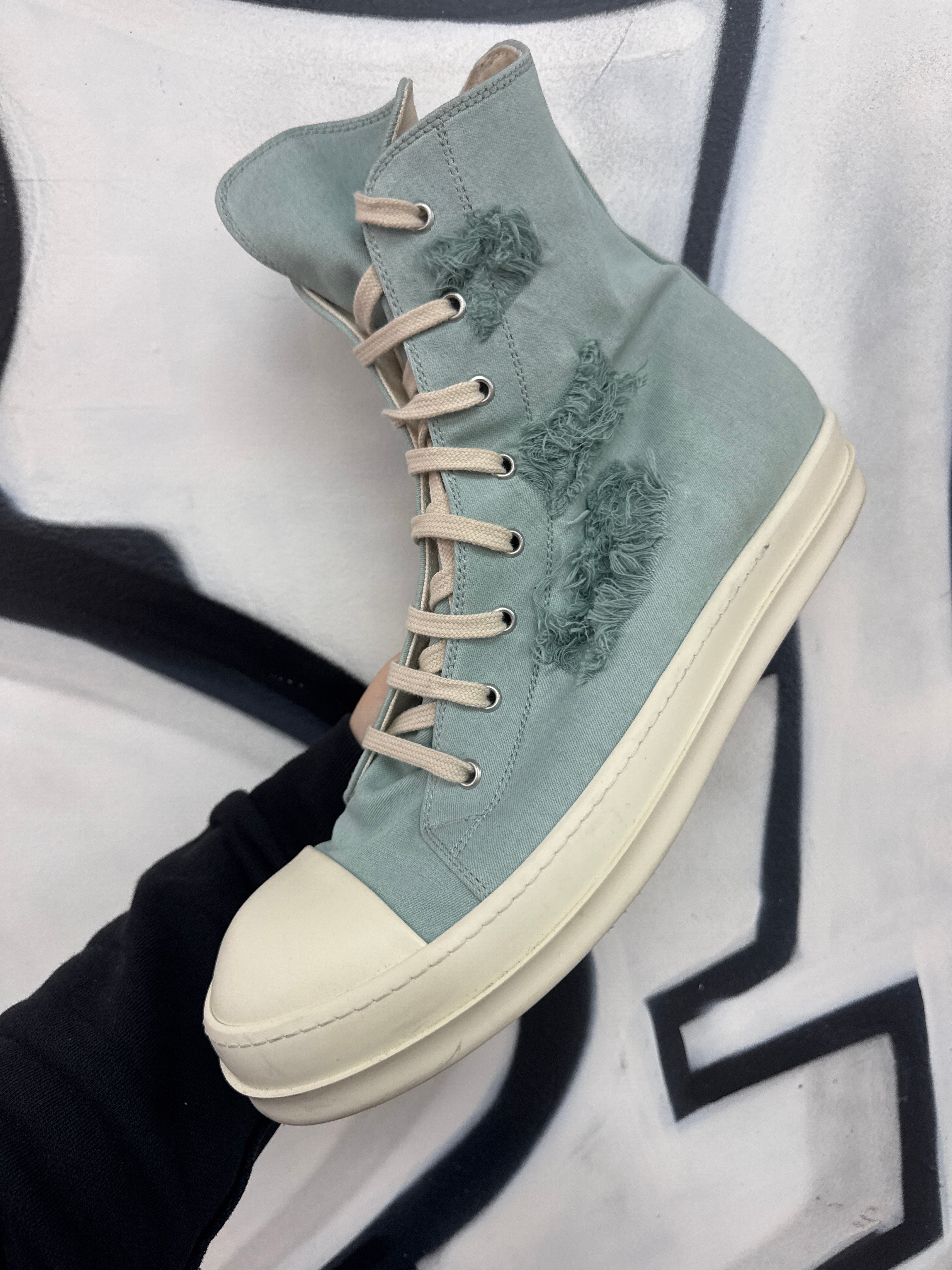 Rick Owens Strobe Cotton Denim Sneakers