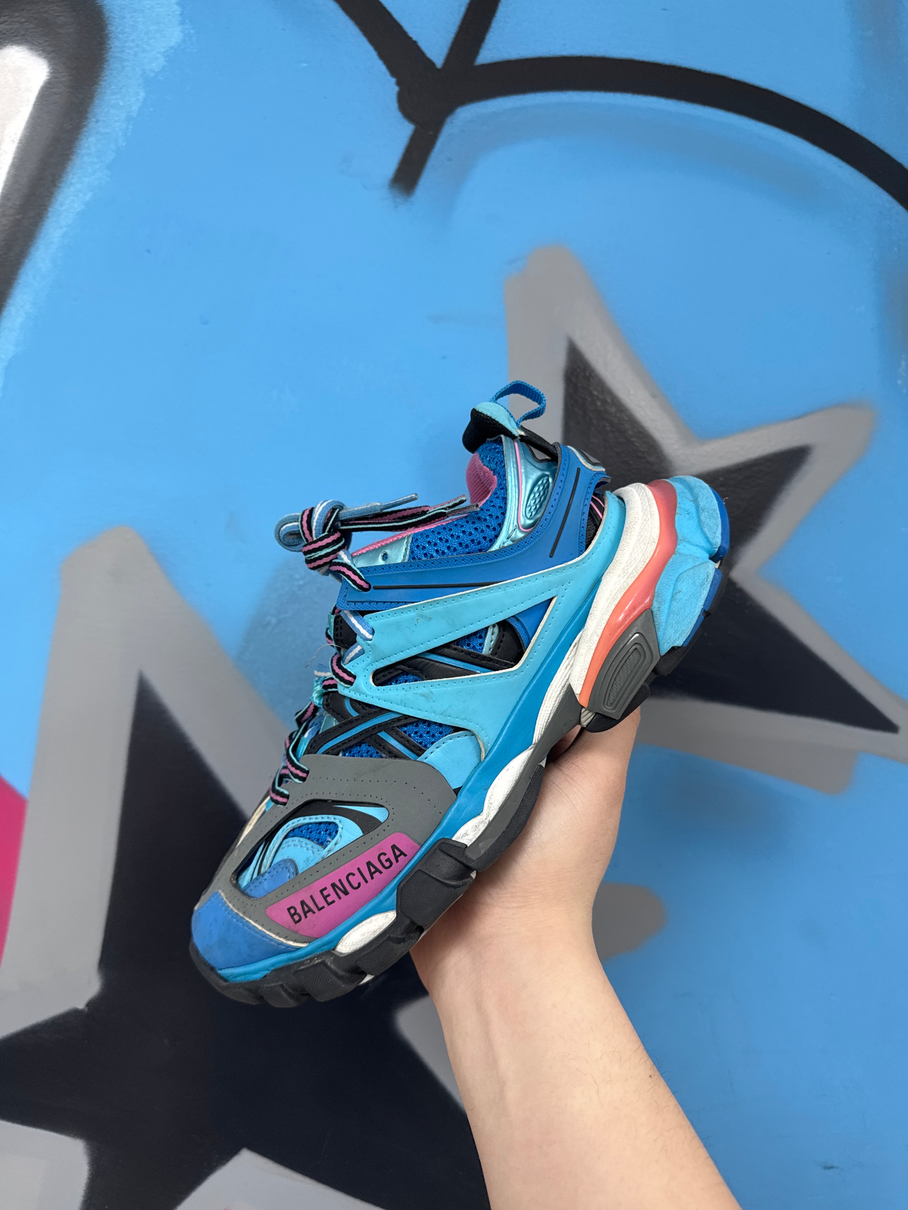 Balenciaga Blue Pink Track Sneakers