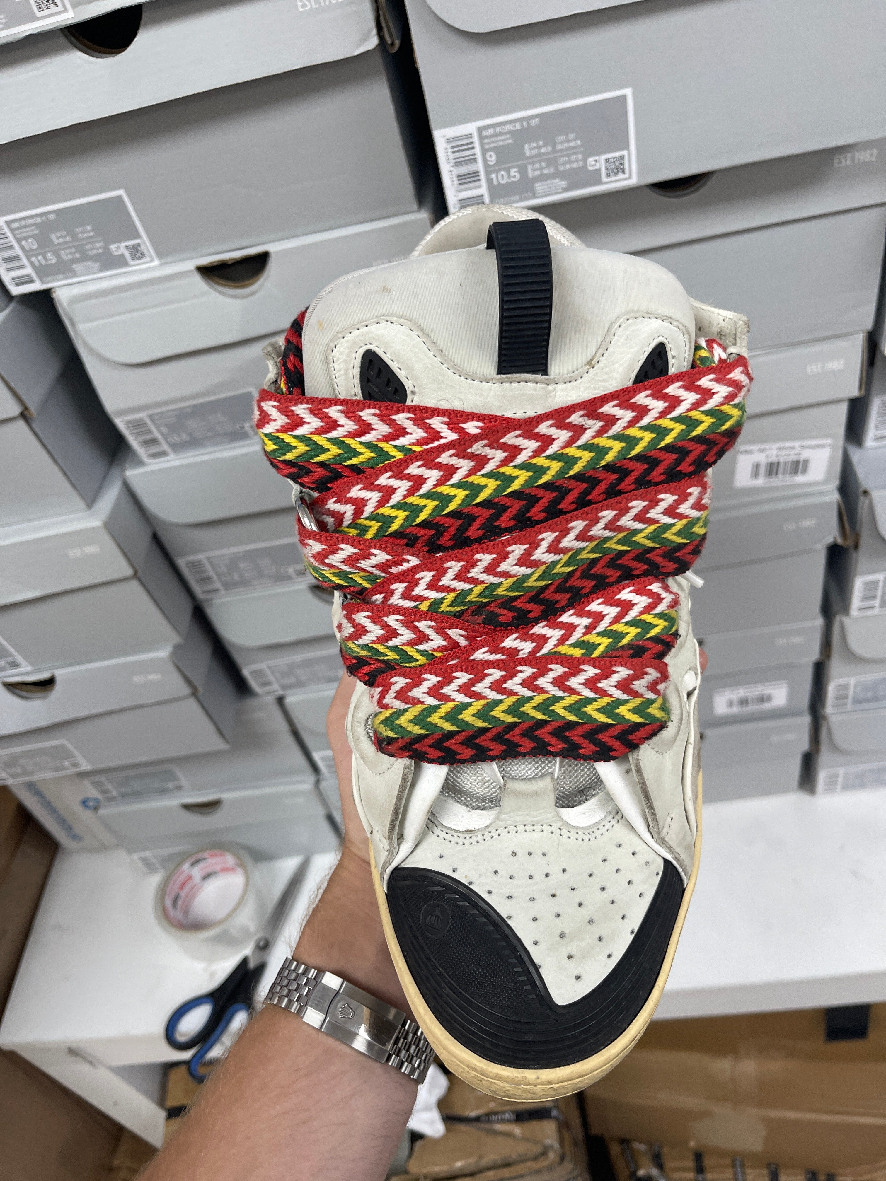 Lanvin Cream Rasta Curb Sneakers