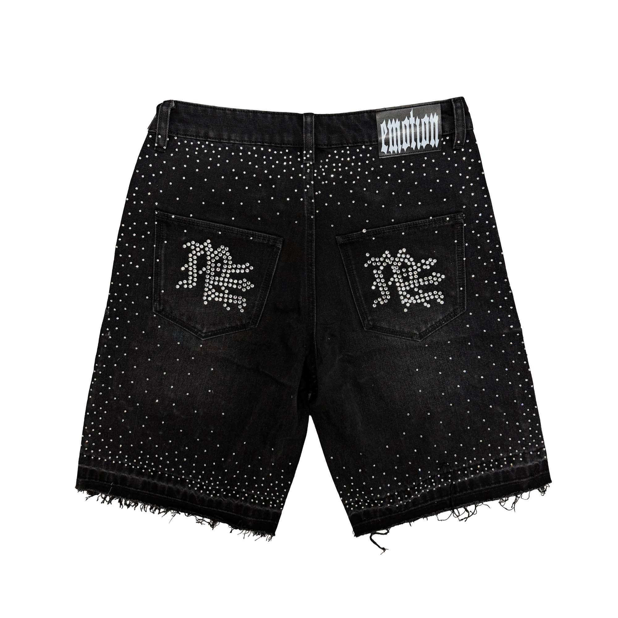 Mixed Emotions 'ME Rhinestone' Black Jean Shorts