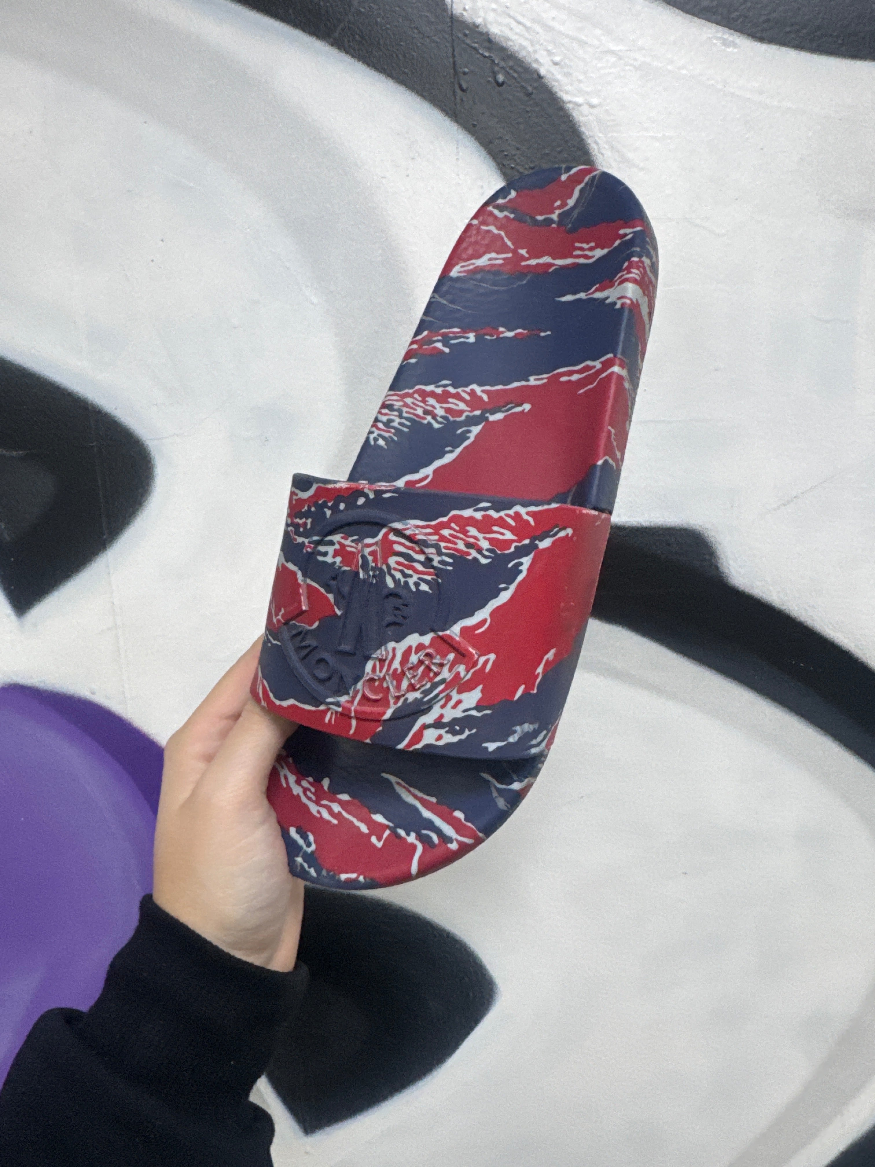 Moncler Navy Red Camo Slides