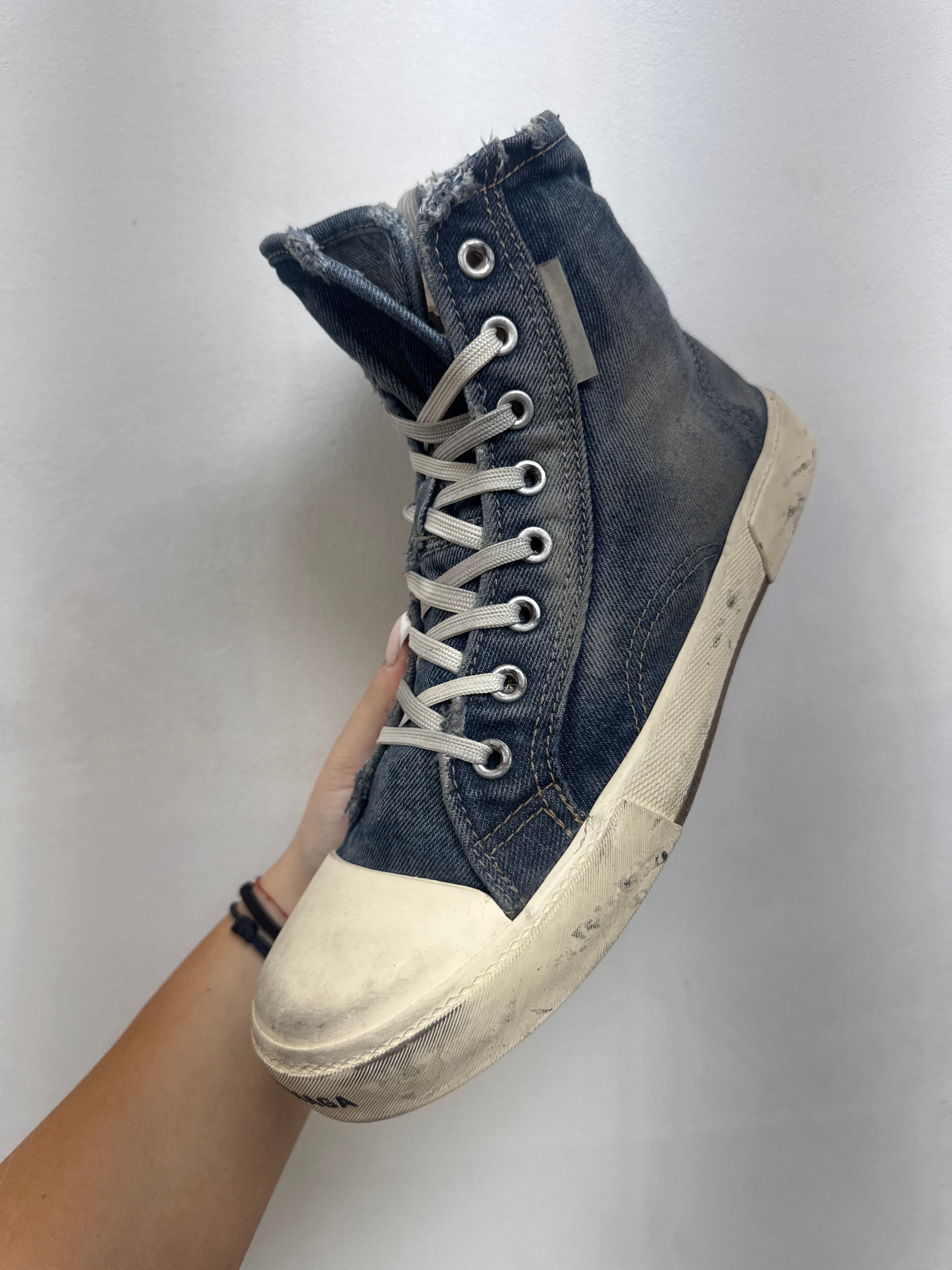 Balenciaga Denim High Top Converse Sneakers