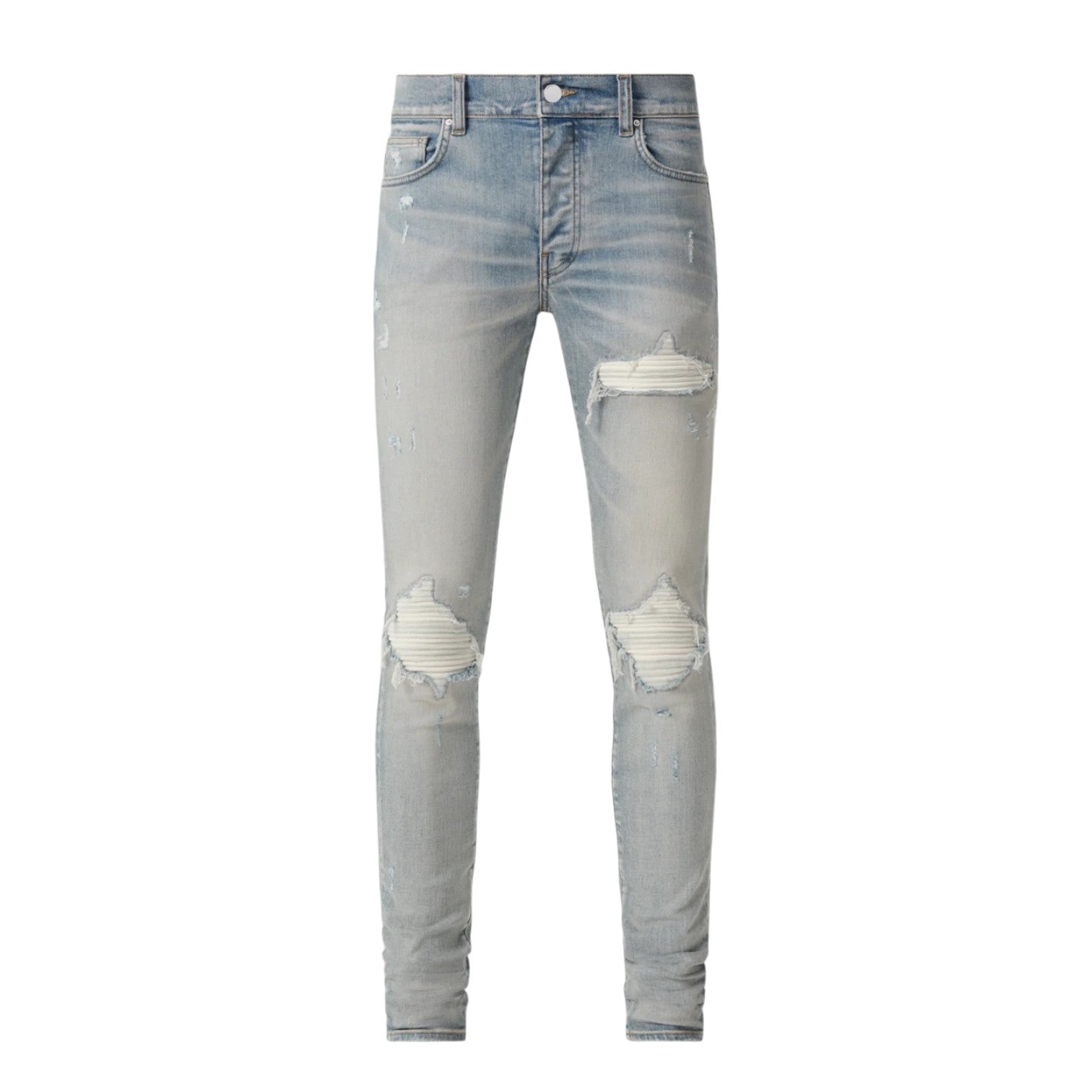 Amiri 'MX1' White Suede Patch & Light Wash Jeans