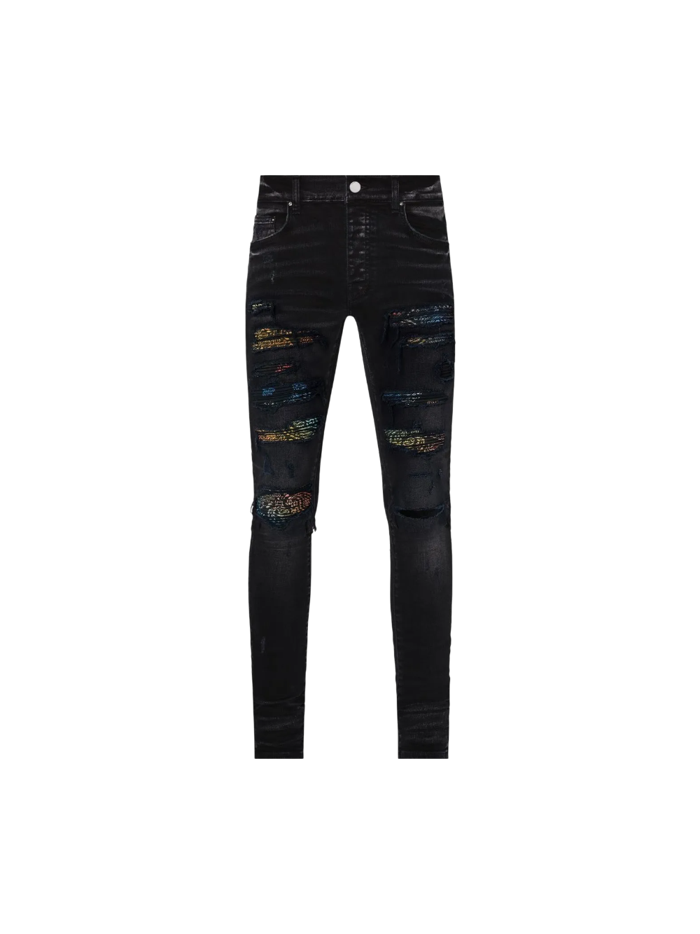 Amiri 'Thrasher Rainbow Paisley' Black Jeans