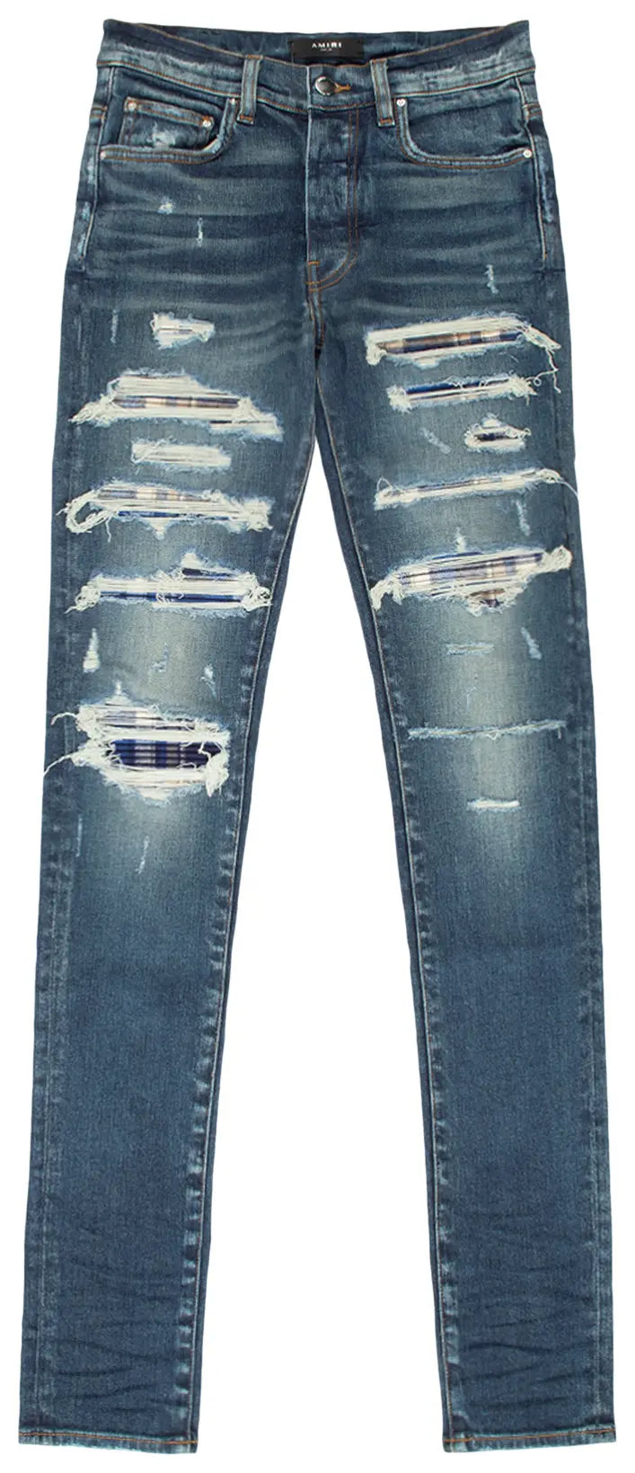 Amiri Thrasher Plaid 'Deep Classic' Navy Jeans