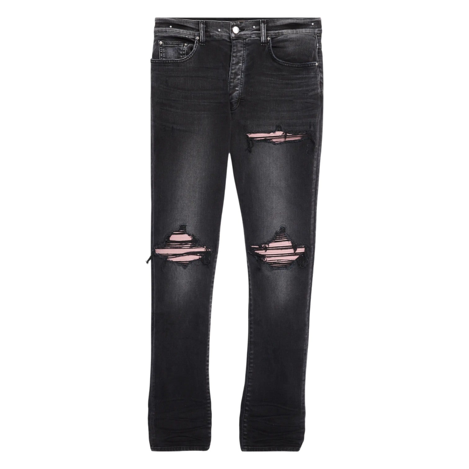 Amiri MX1 'Pink Salmon Patch' Black Jeans