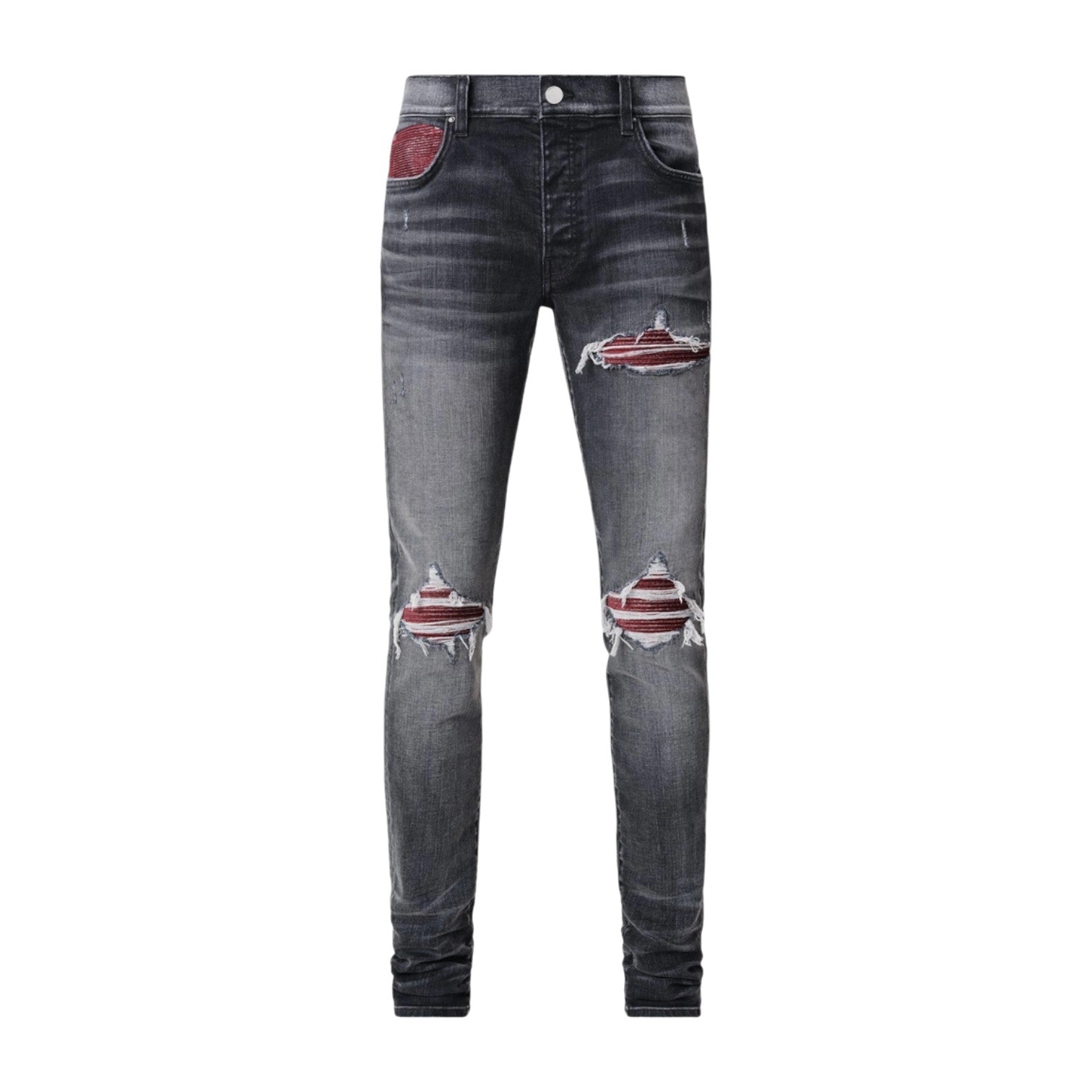 Amiri MX1 'Rain Grey' Grey & Red Jeans