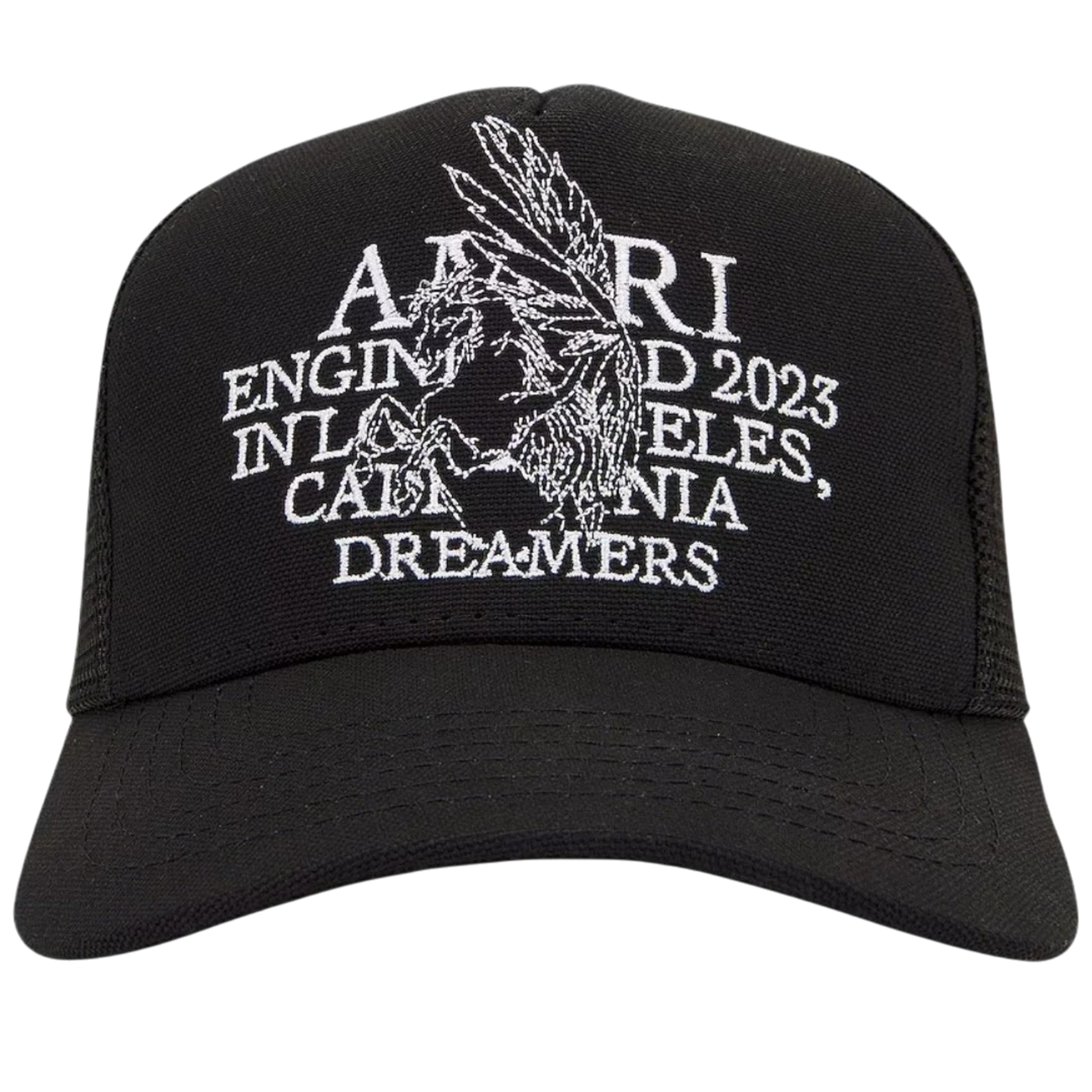 Amiri Pegasus Black Trucker Cap