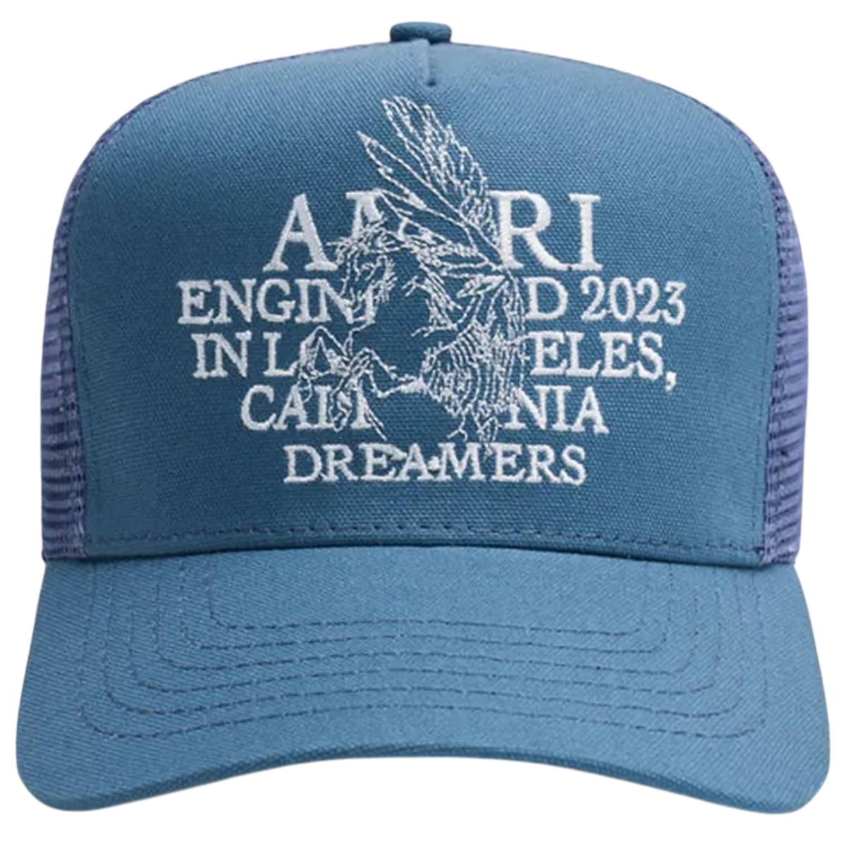 Amiri Pegasus Light Wash Denim Trucker Cap