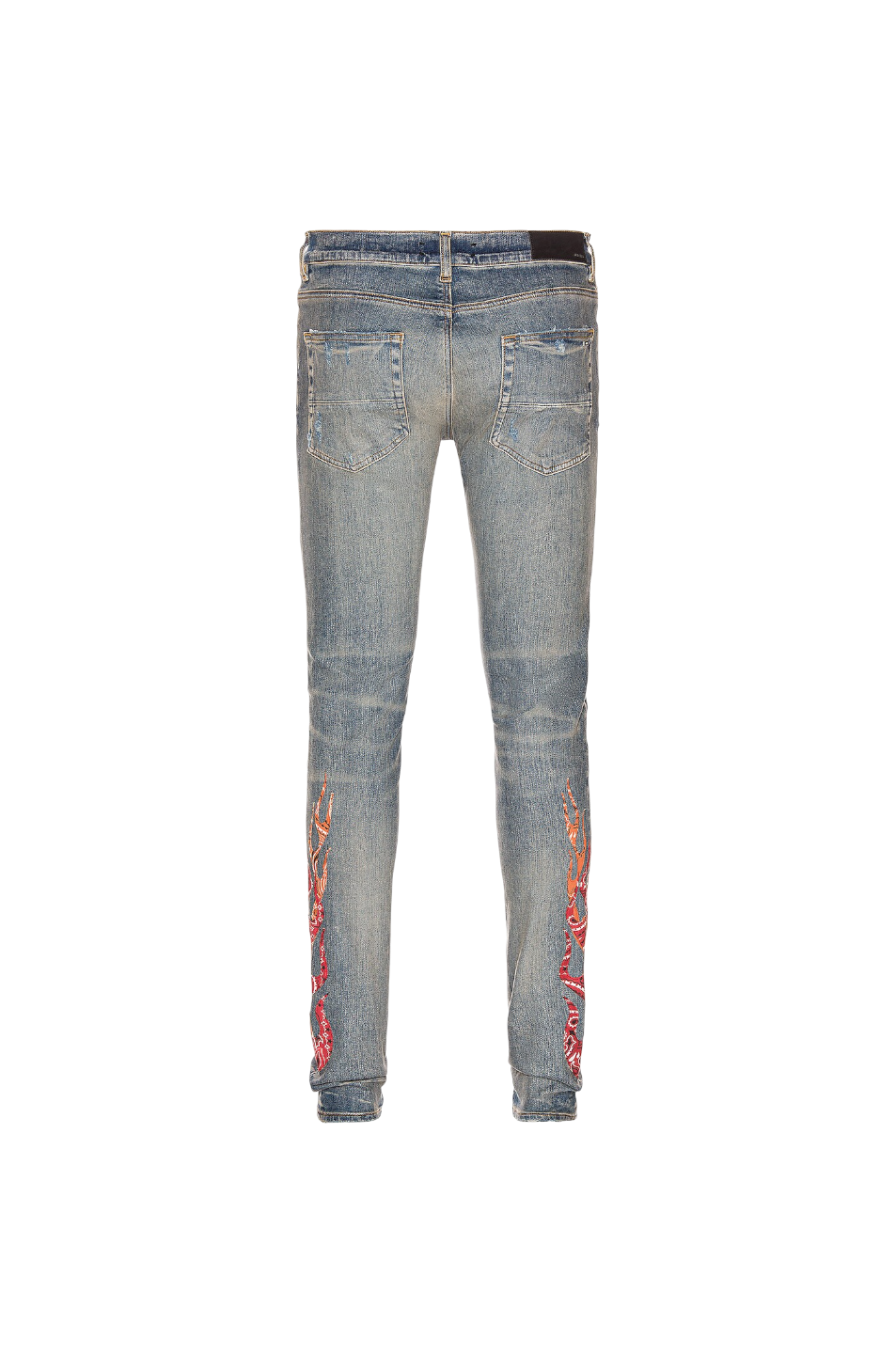 Amiri 'Bandana Flame Orange' Blue Jeans