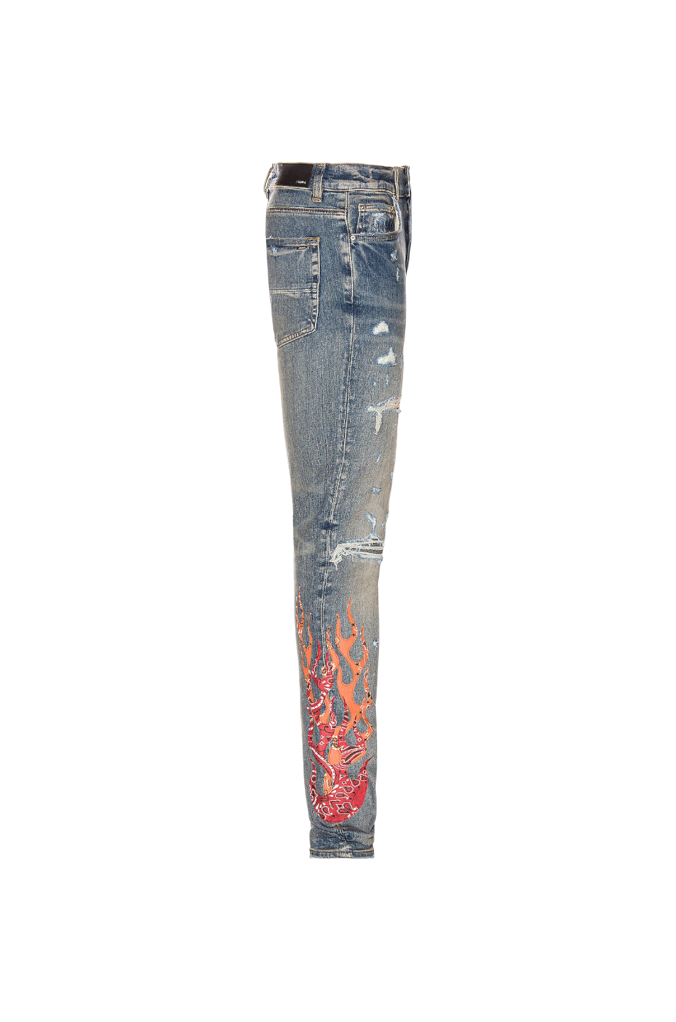 Amiri 'Bandana Flame Orange' Blue Jeans