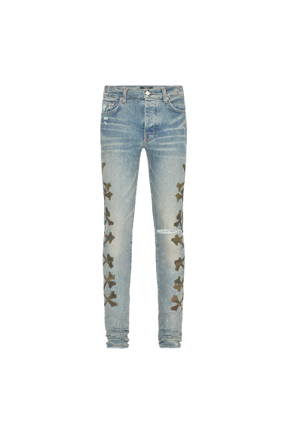 Amiri 'Camo Bones' Light Wash Blue Jeans