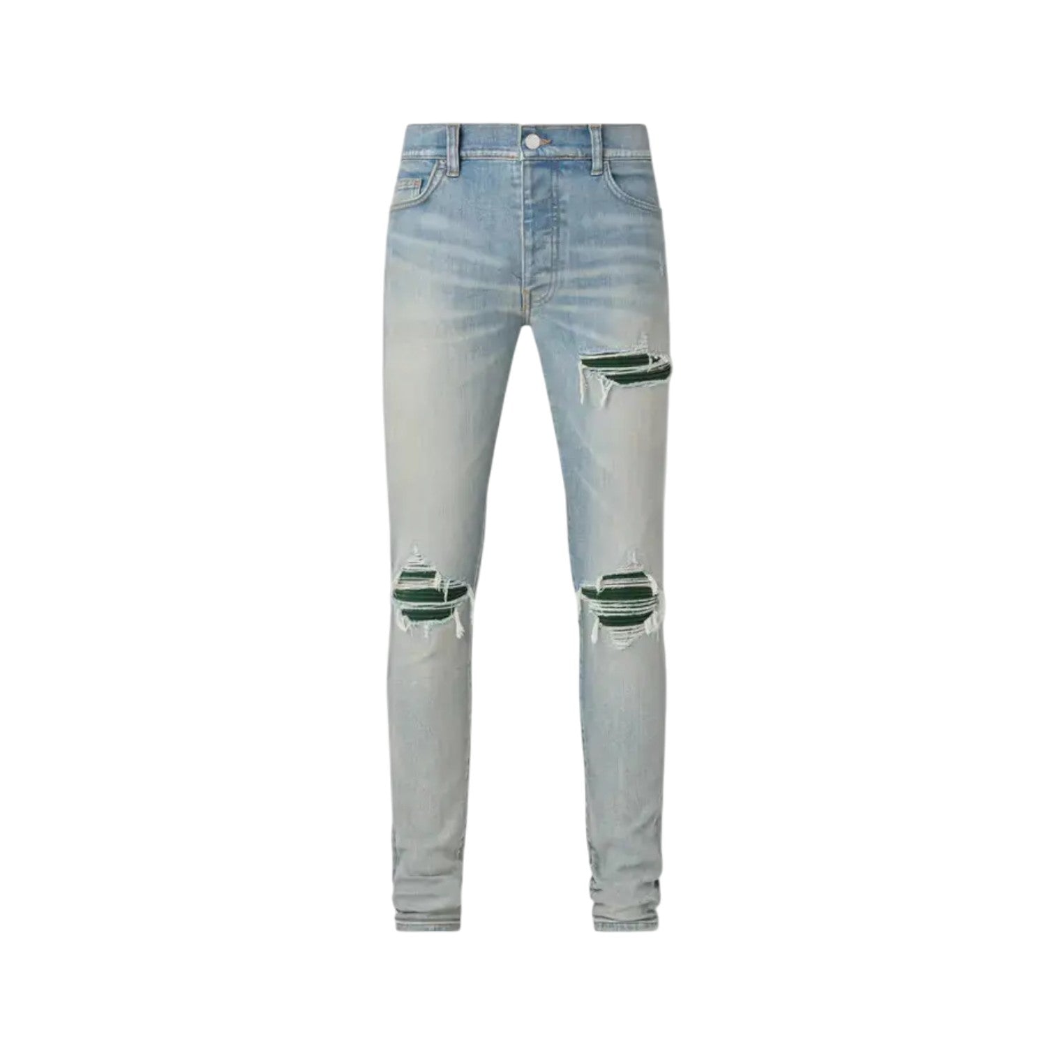 Amiri 'MX1' Green Patch & Vintage Indigo Jeans