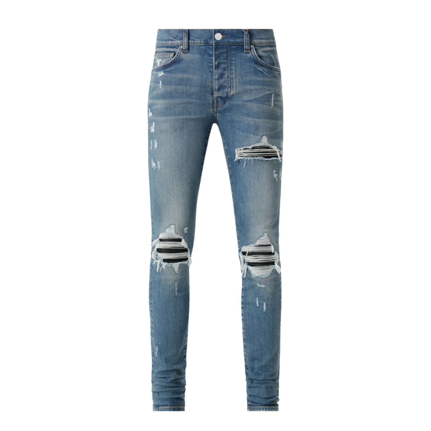 Amiri 'MX1' Light Wash Black Patch & Light Wash Jeans