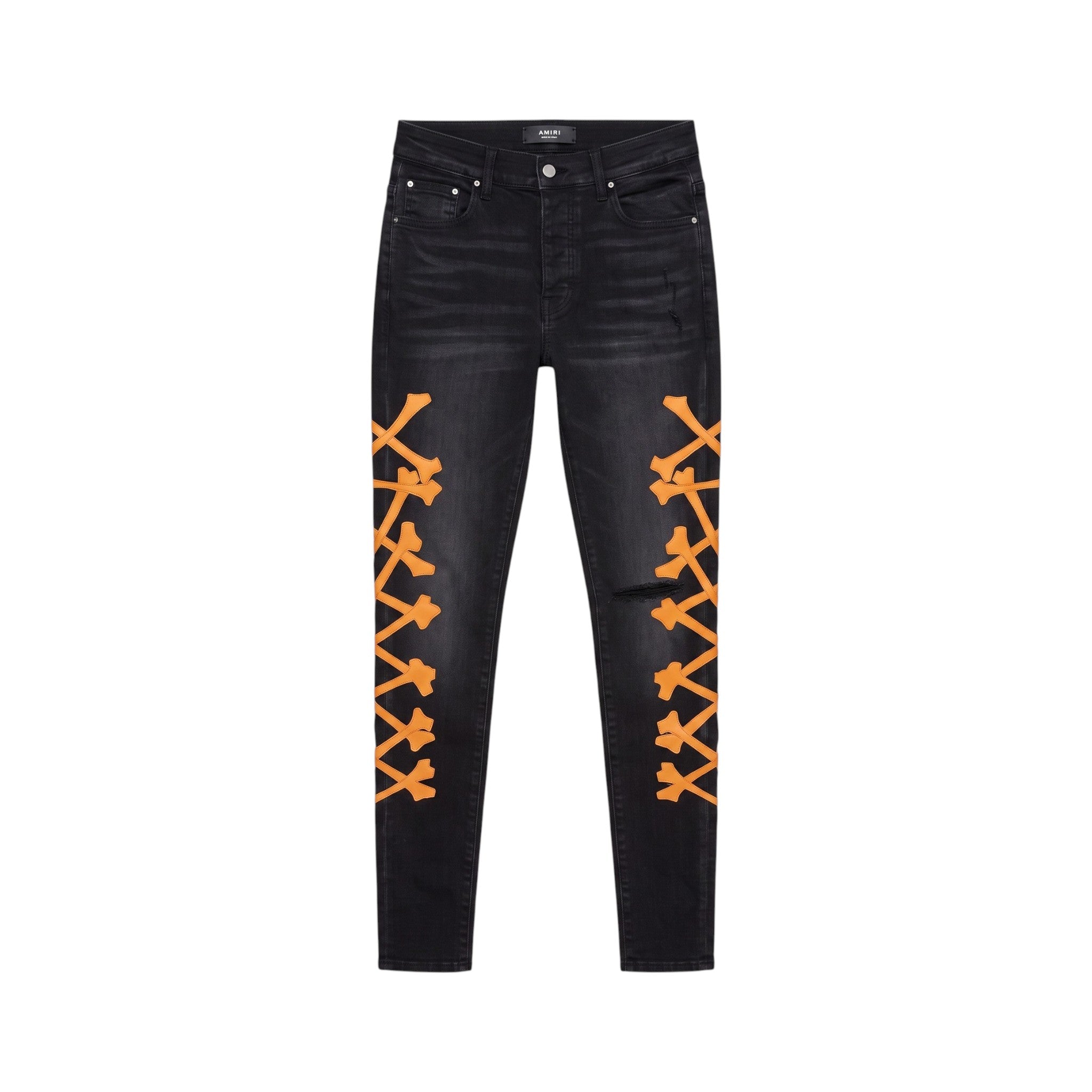 Amiri 'Orange Bones' Black Jeans