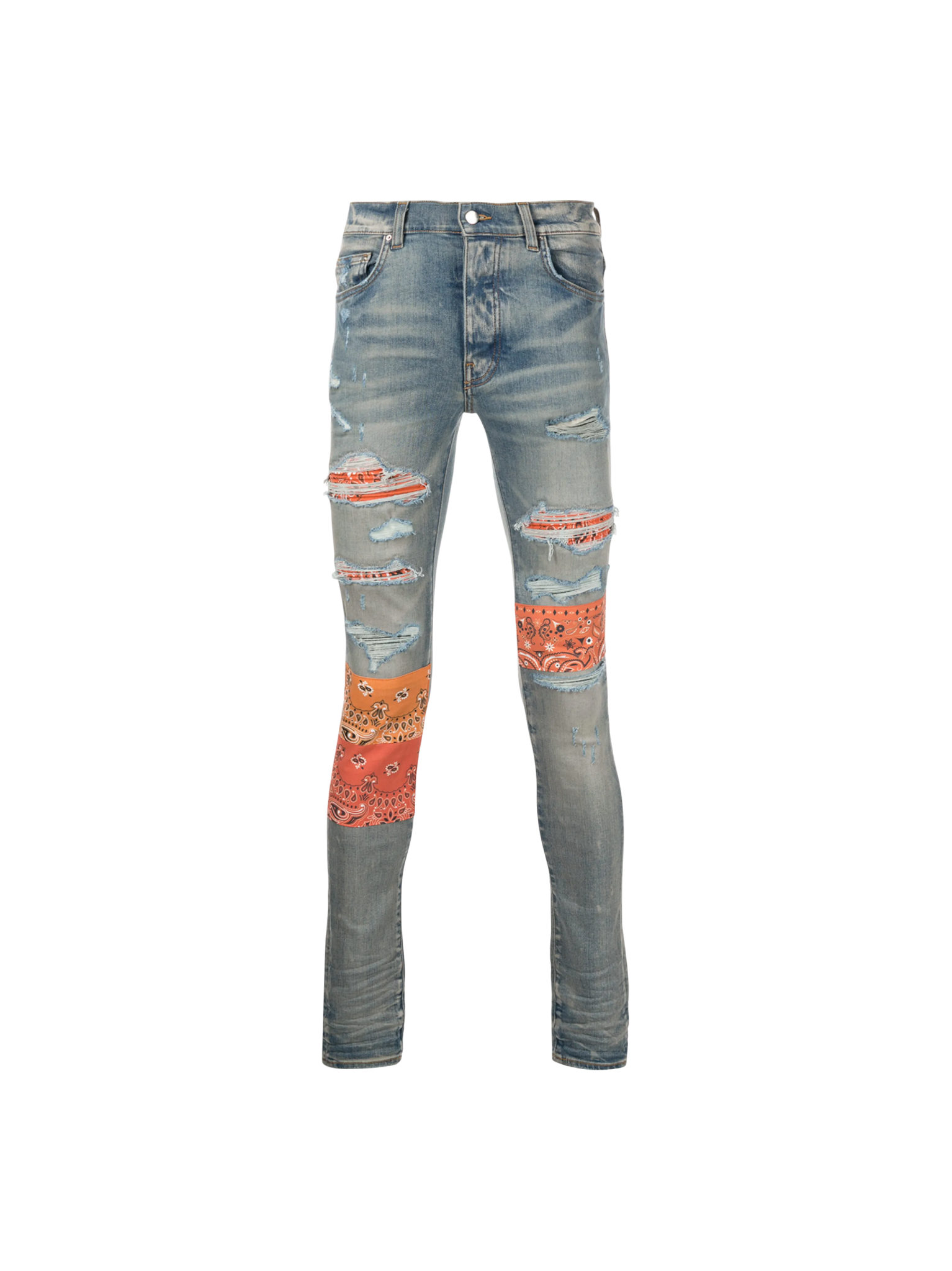 Amiri 'Vintage Bandana Art Patch' Blue Jeans