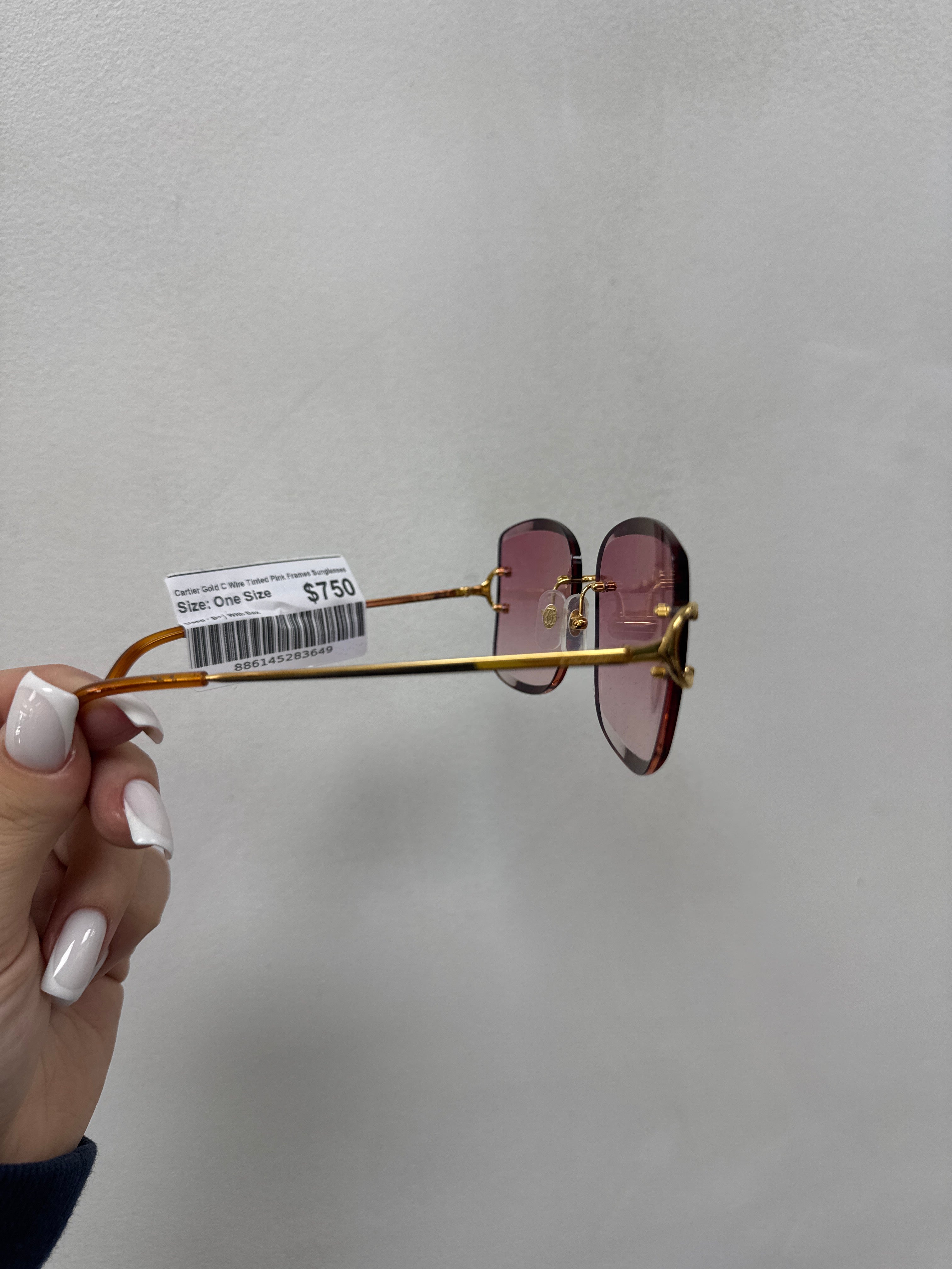 Cartier Gold C Wire Tinted Pink Frames Sunglasses