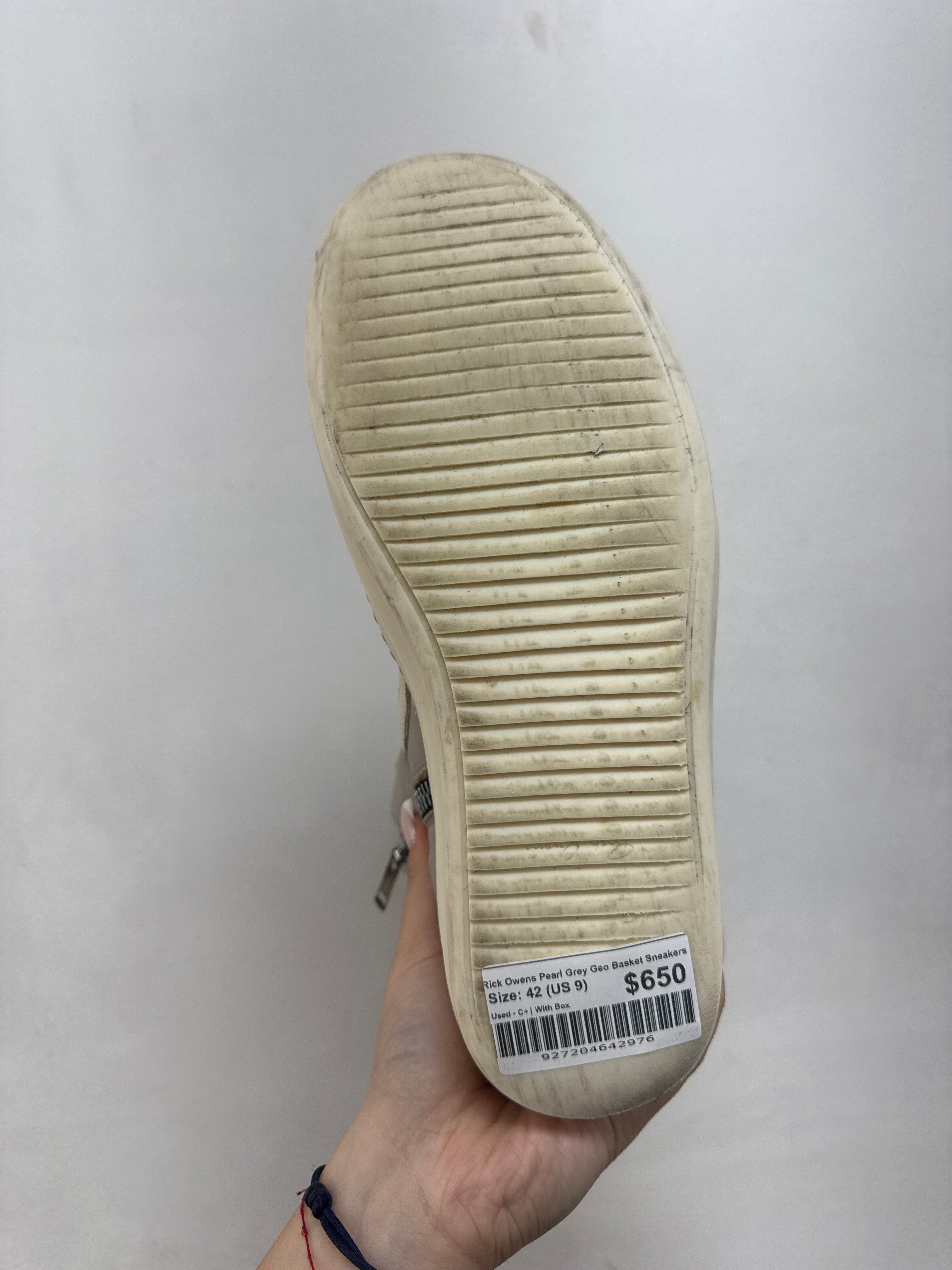 Rick Owens Pearl Grey Geo Basket Sneakers