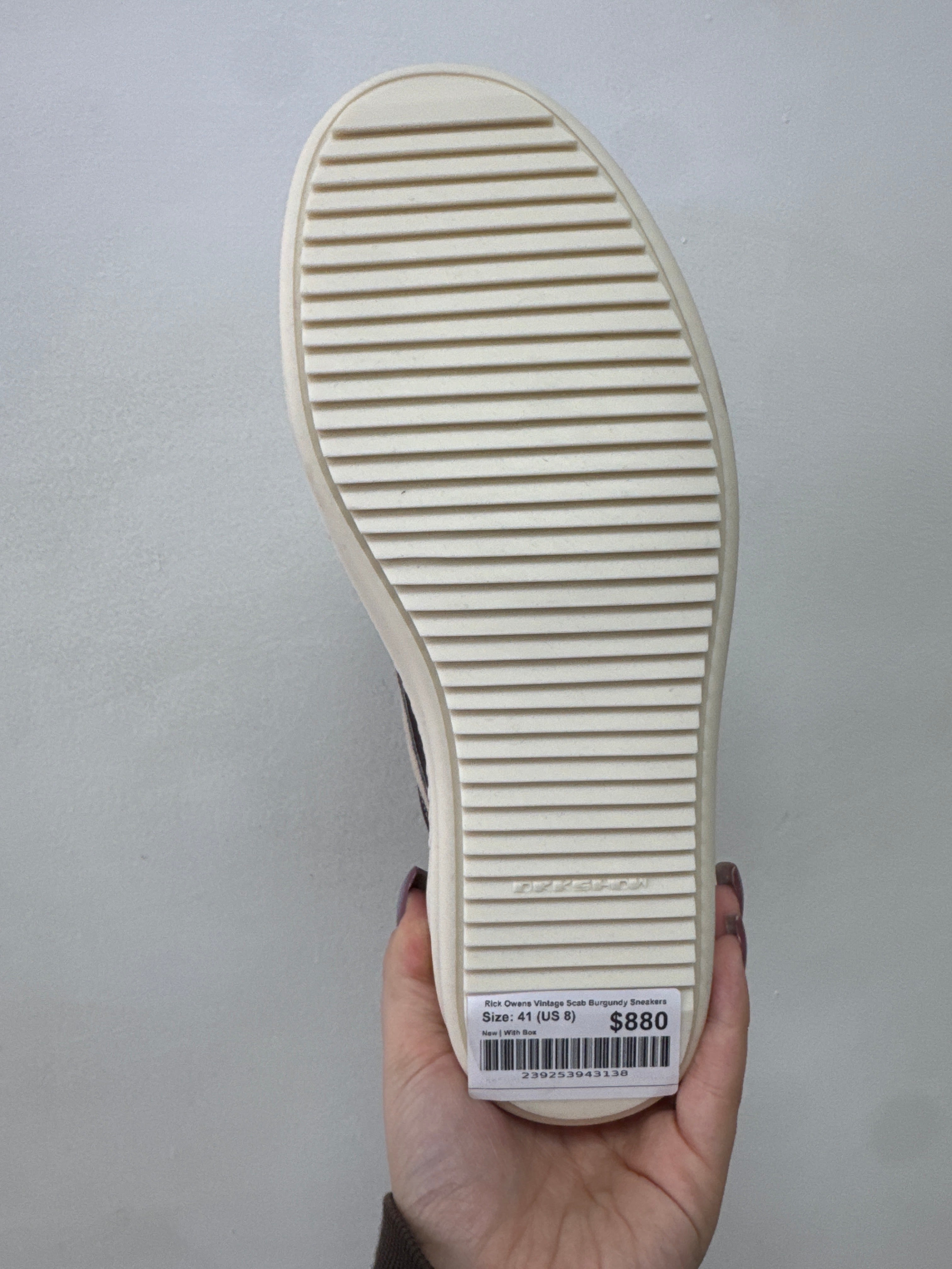 Rick Owens Vintage Scab Burgundy Sneakers