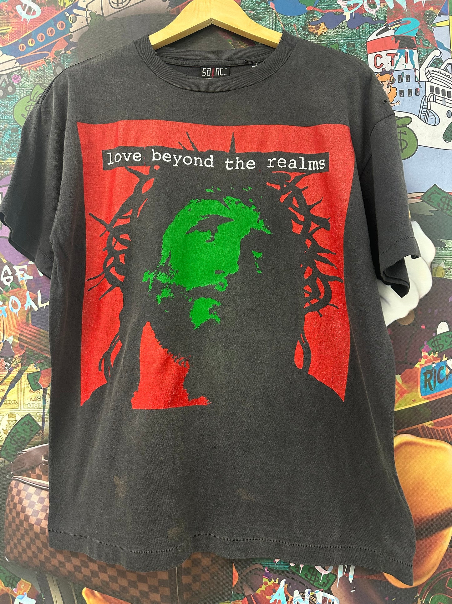 Saint Mx6 Tee Grey Red Green Jesus New Medium With Tags