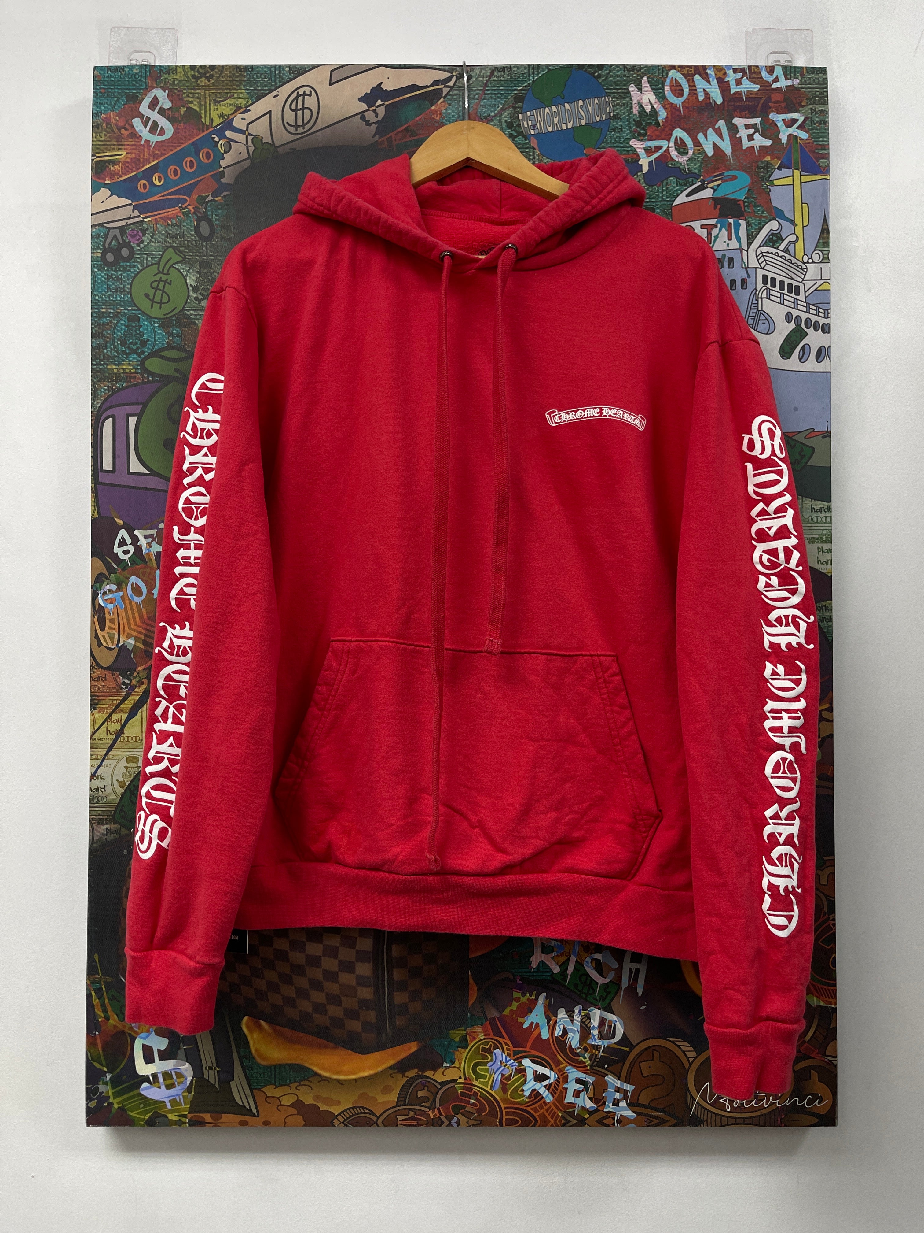 Chrome Hearts Red Scroll Logo Hoodie