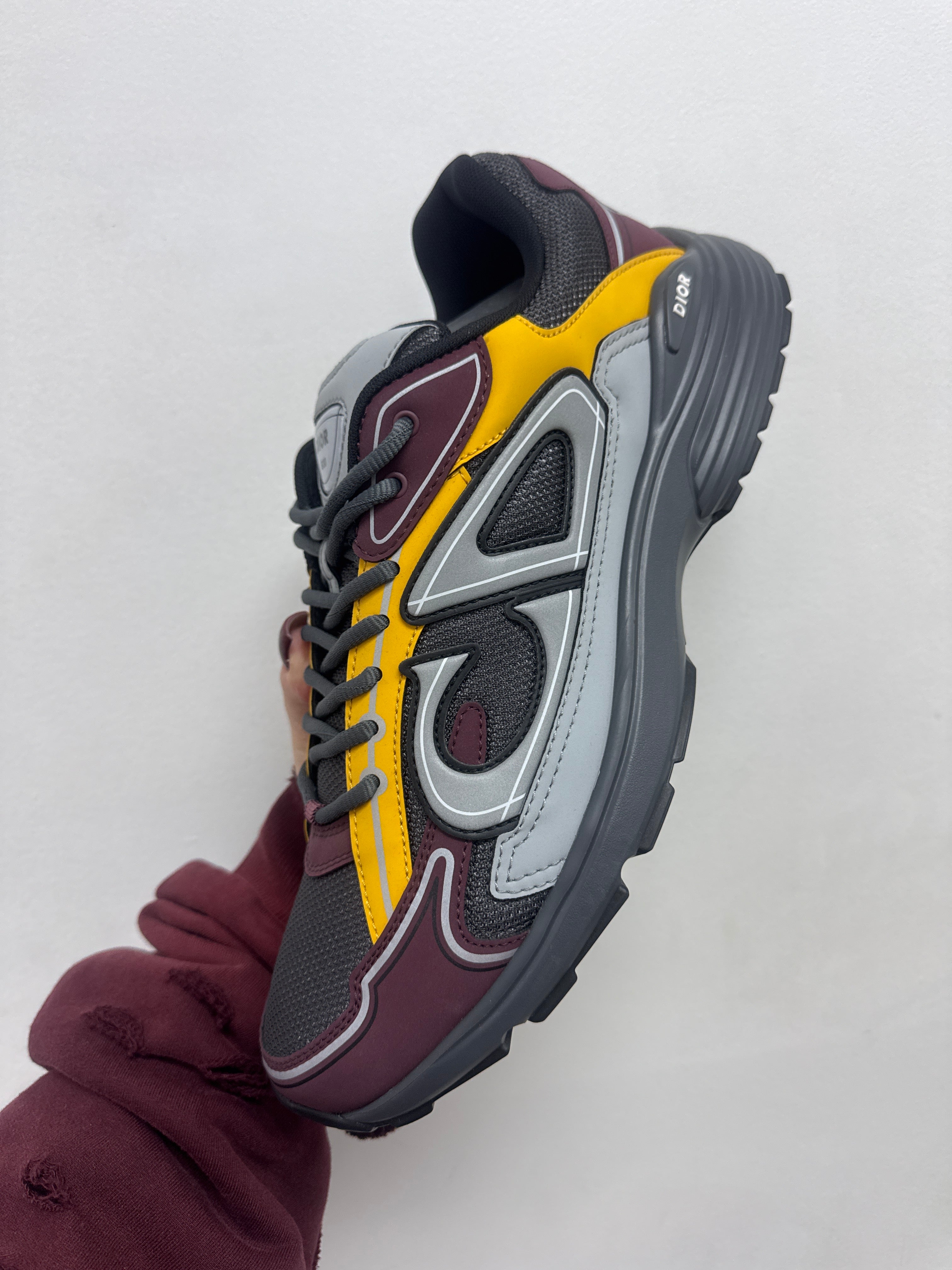 Dior B30 Grey Maroon Yellow Sneaker