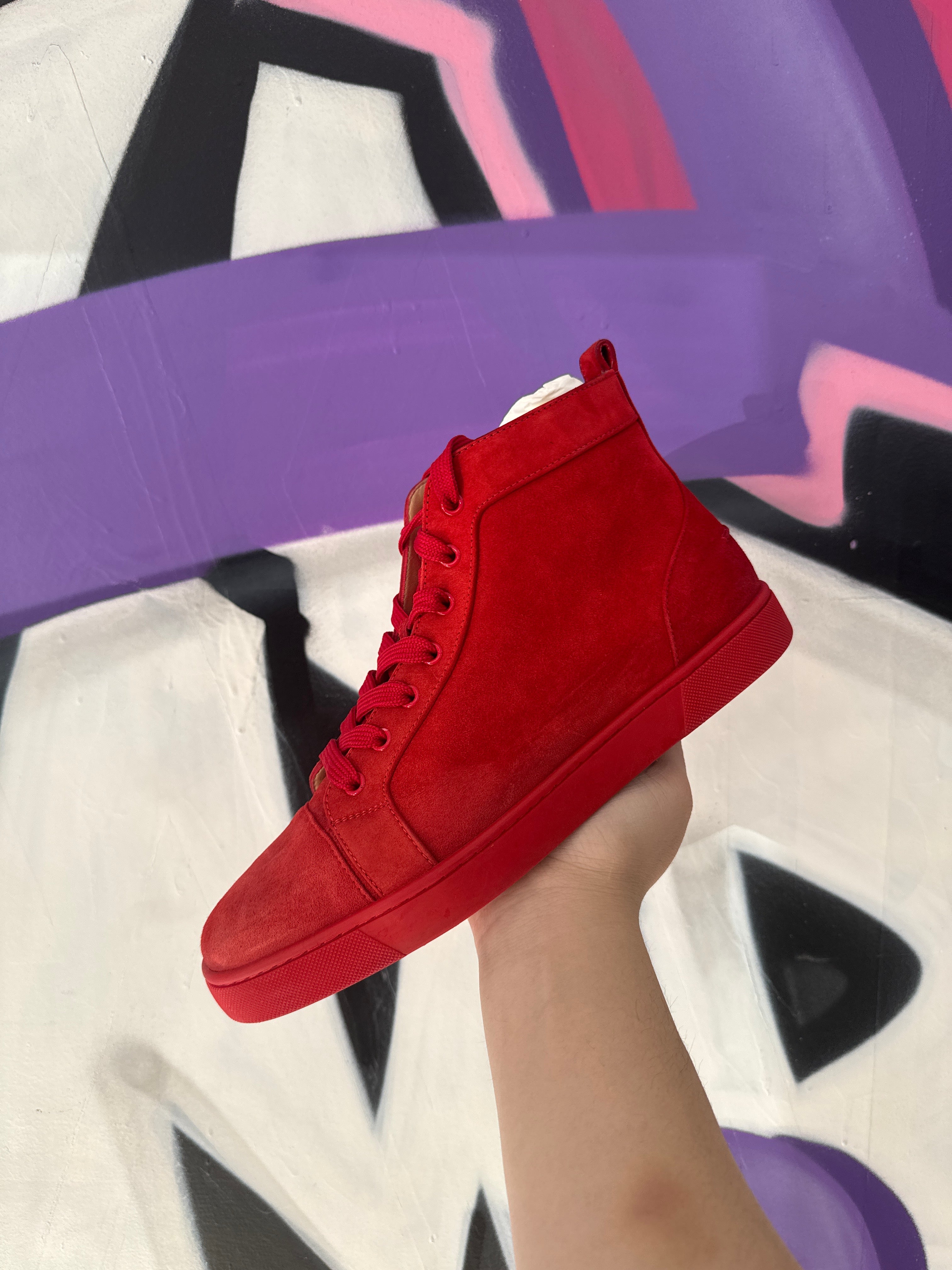 Christian Louboutin Red Suede Sneakers