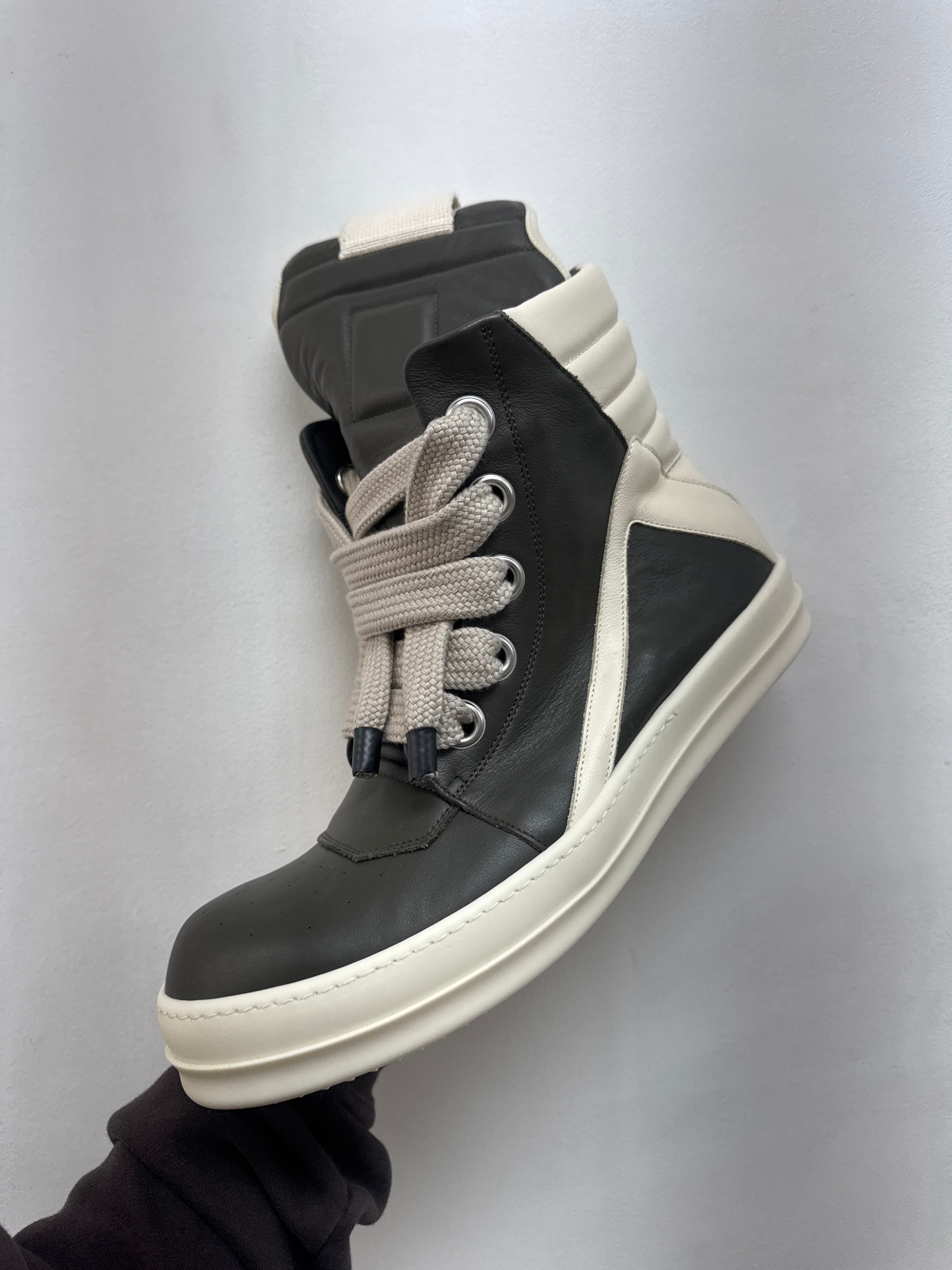 Rick Owens Bosco Geo Basket Jumbo Lace Hi Sneakers