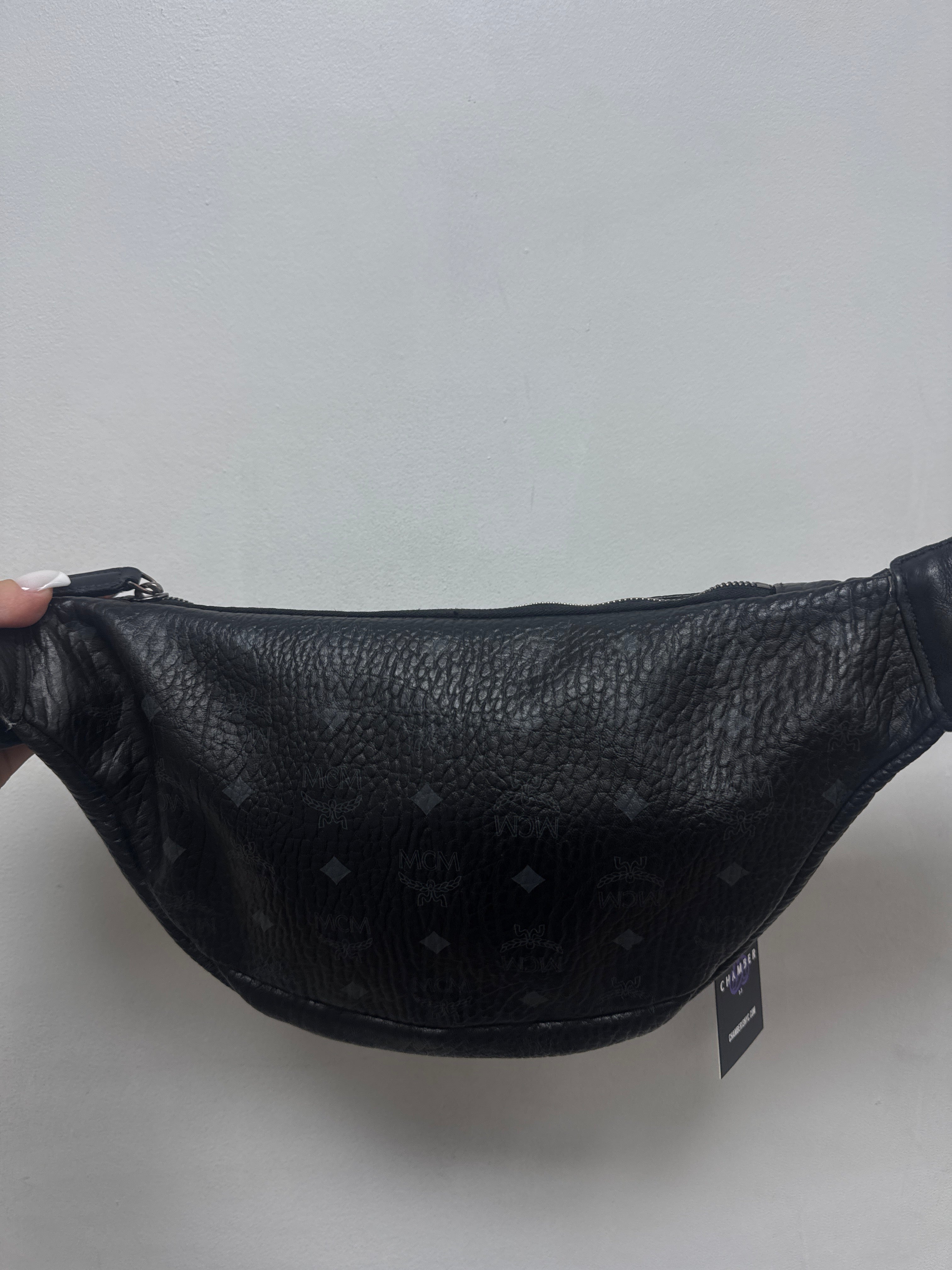 MCM Black Monogram Studded Waist Bag