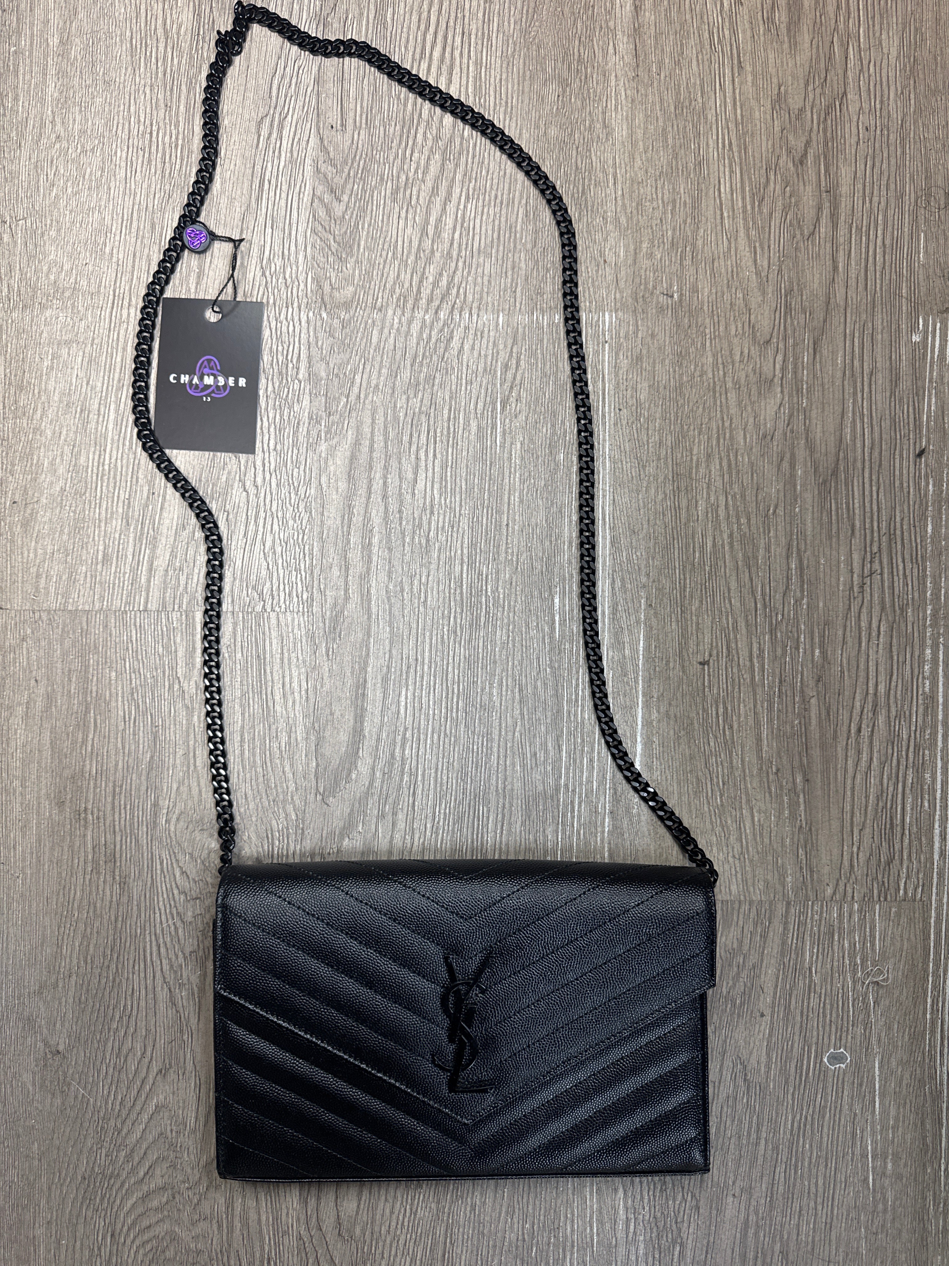 YSL Black Cassandre Chain Matelasse Textured Leather Bag