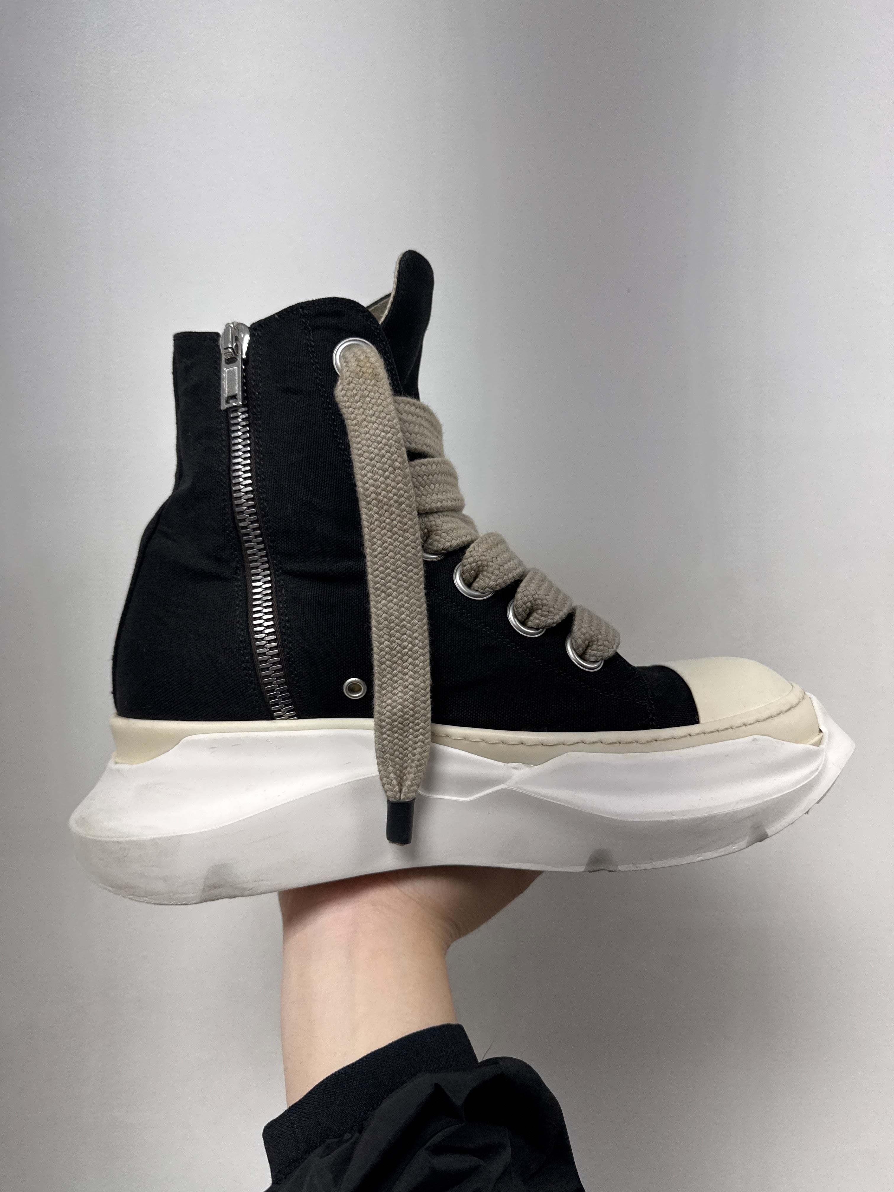 Rick Owens Black Abstract Jumbo Lace High Sneakers