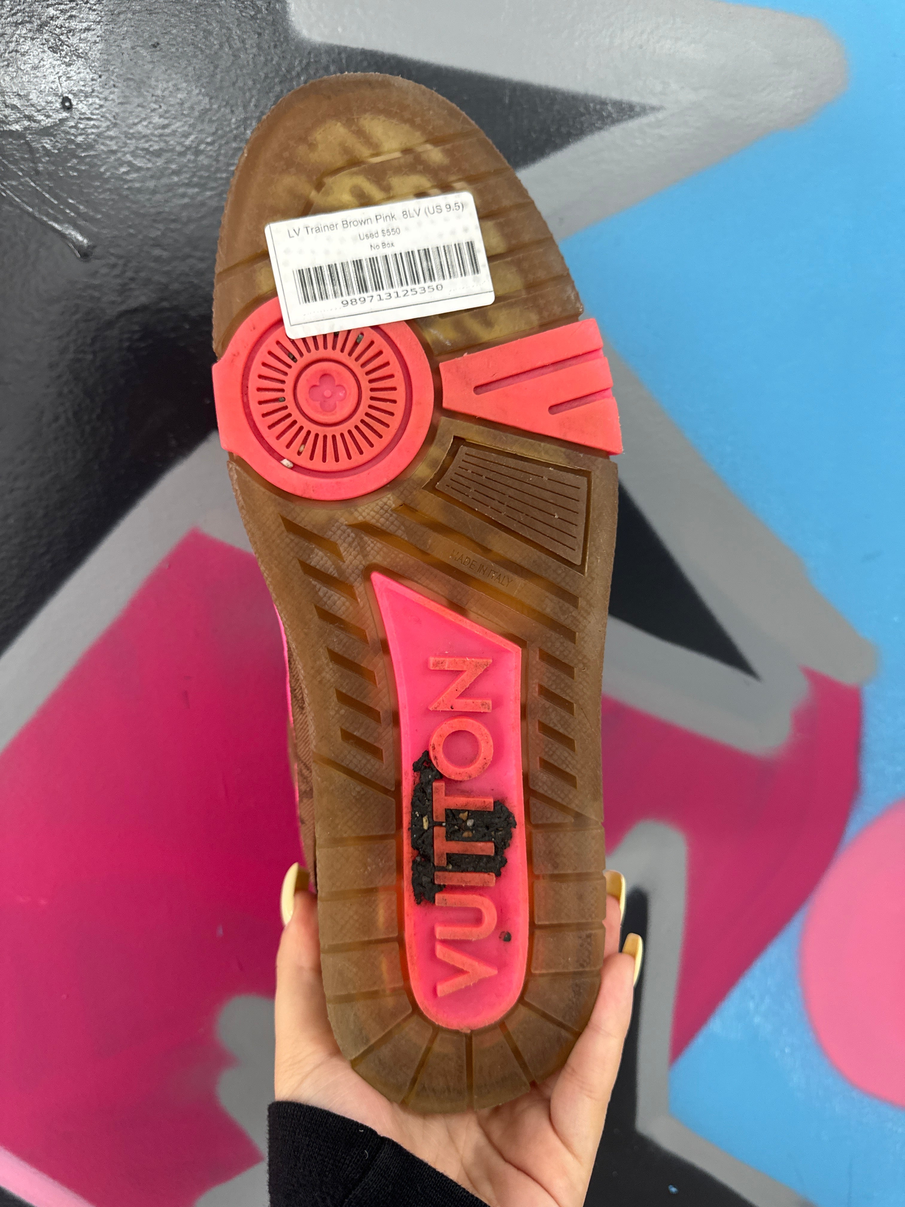 LV Trainer Brown Pink Used 8LV (US 9.5) No Box