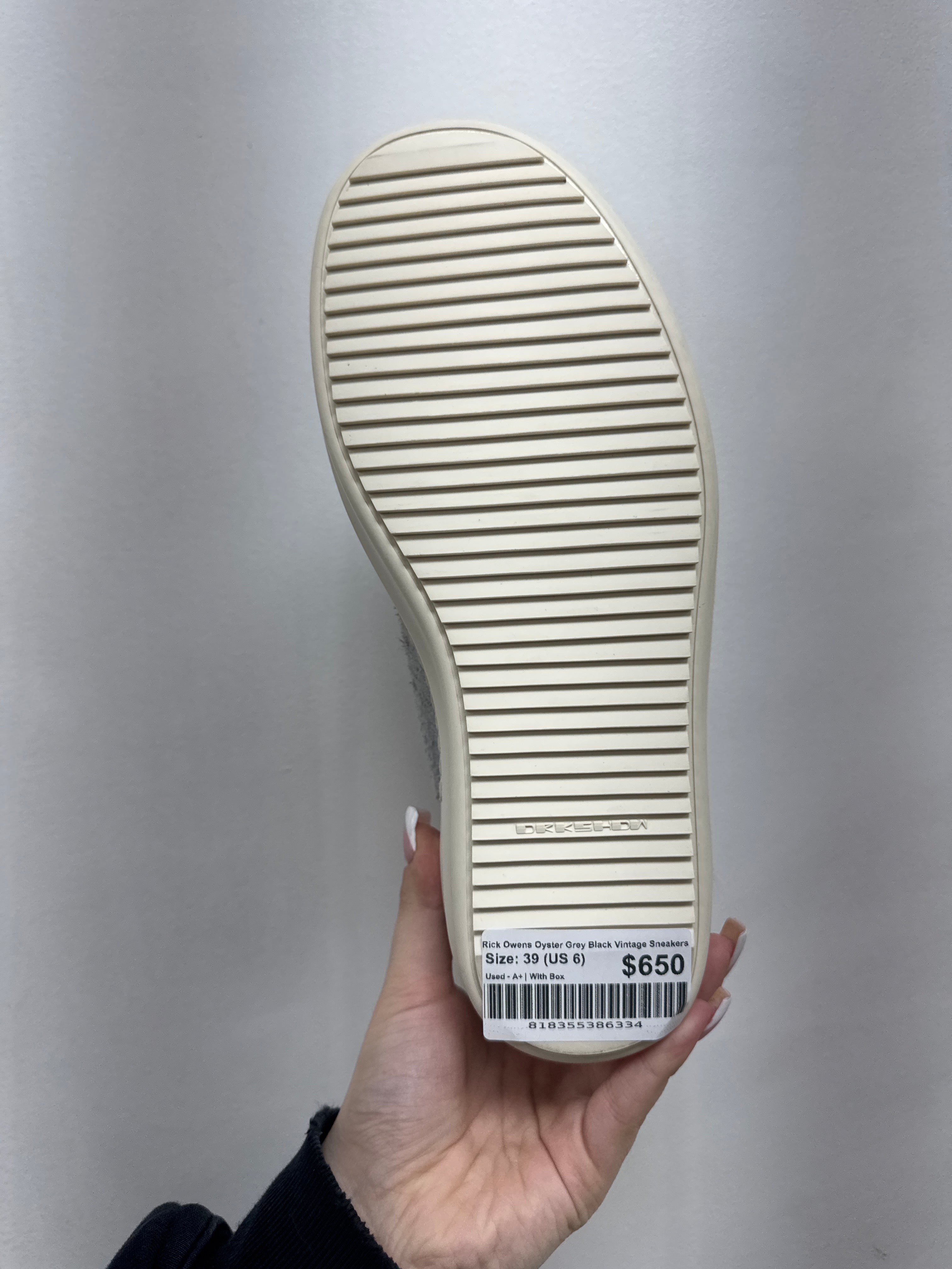 Rick Owens Oyster Grey Black Vintage Sneakers