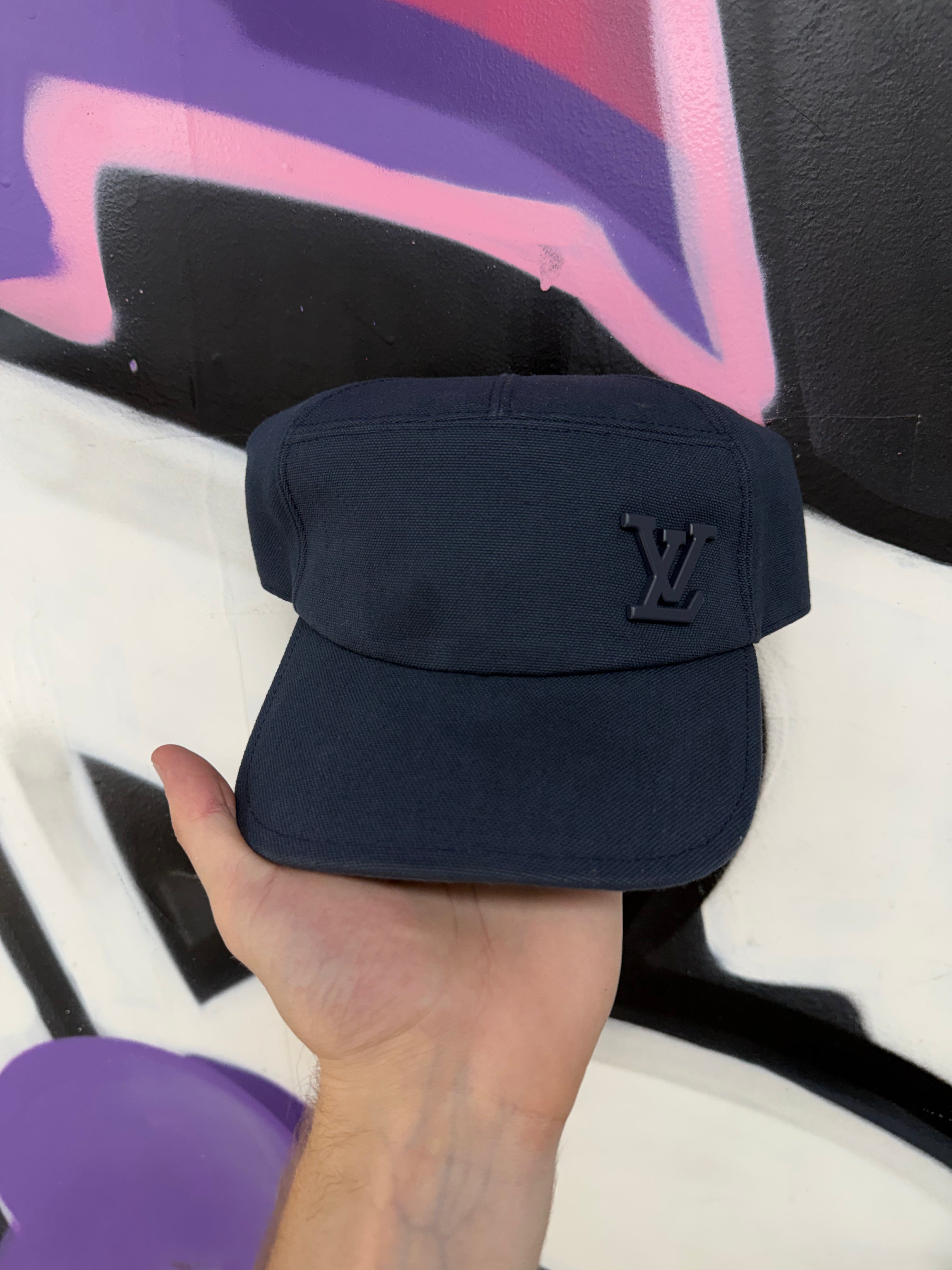 Louis Vuitton Navy Metal Plaque Logo Hat
