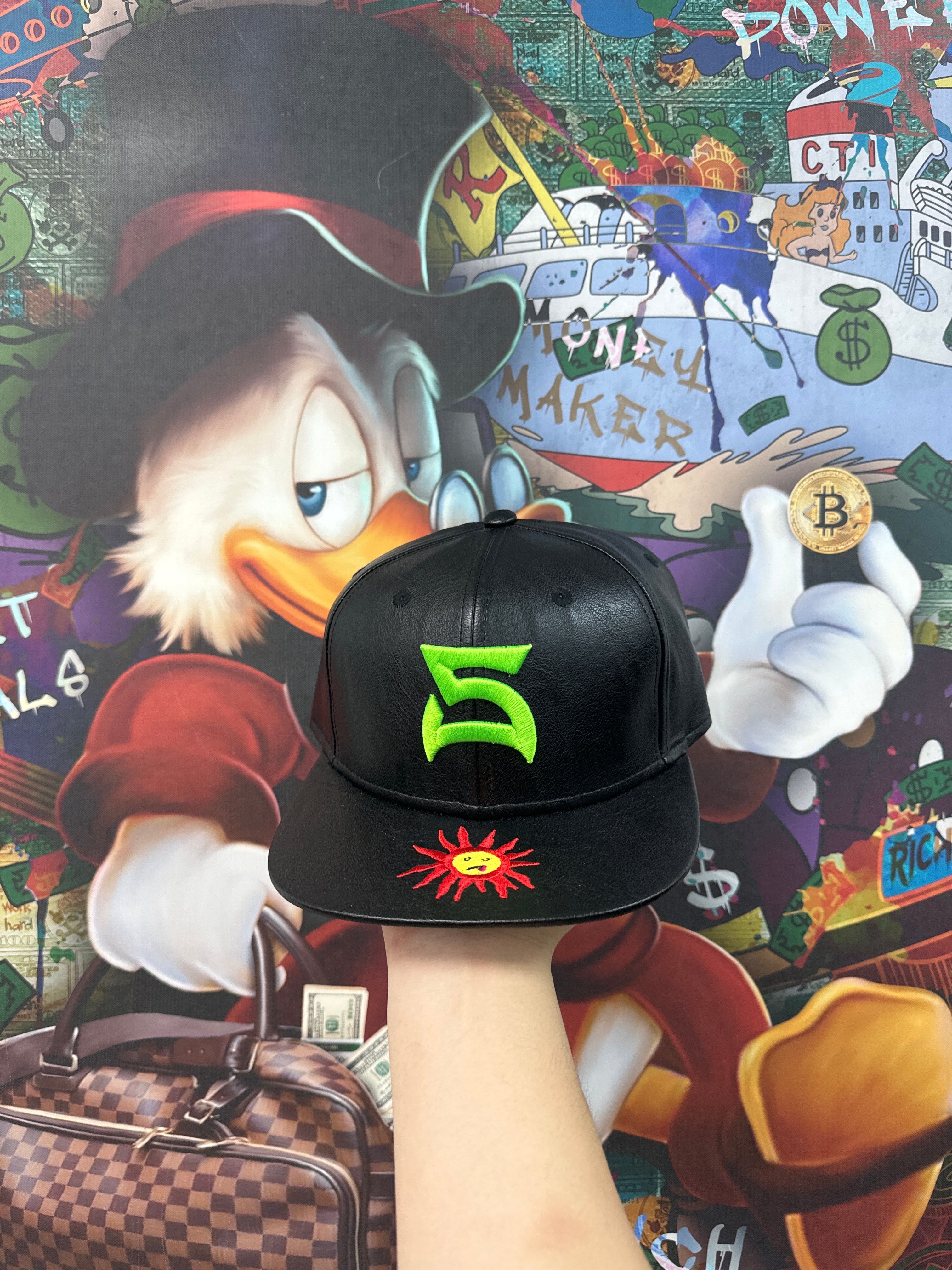 Seks Leather Hat Black Neon