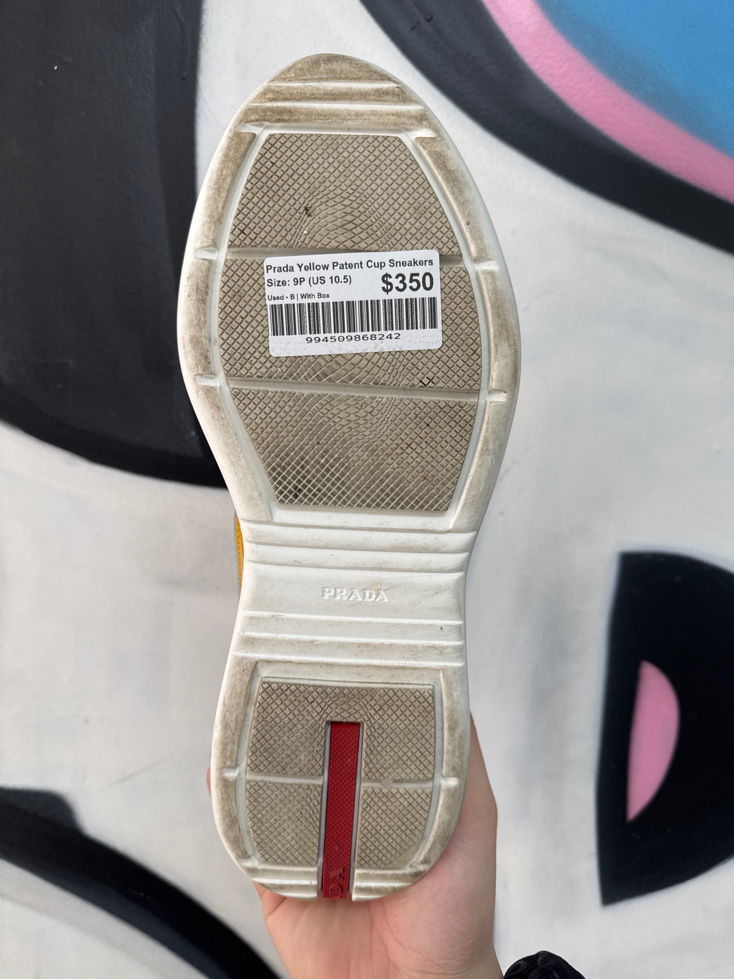 Prada Yellow Patent Cup Sneakers