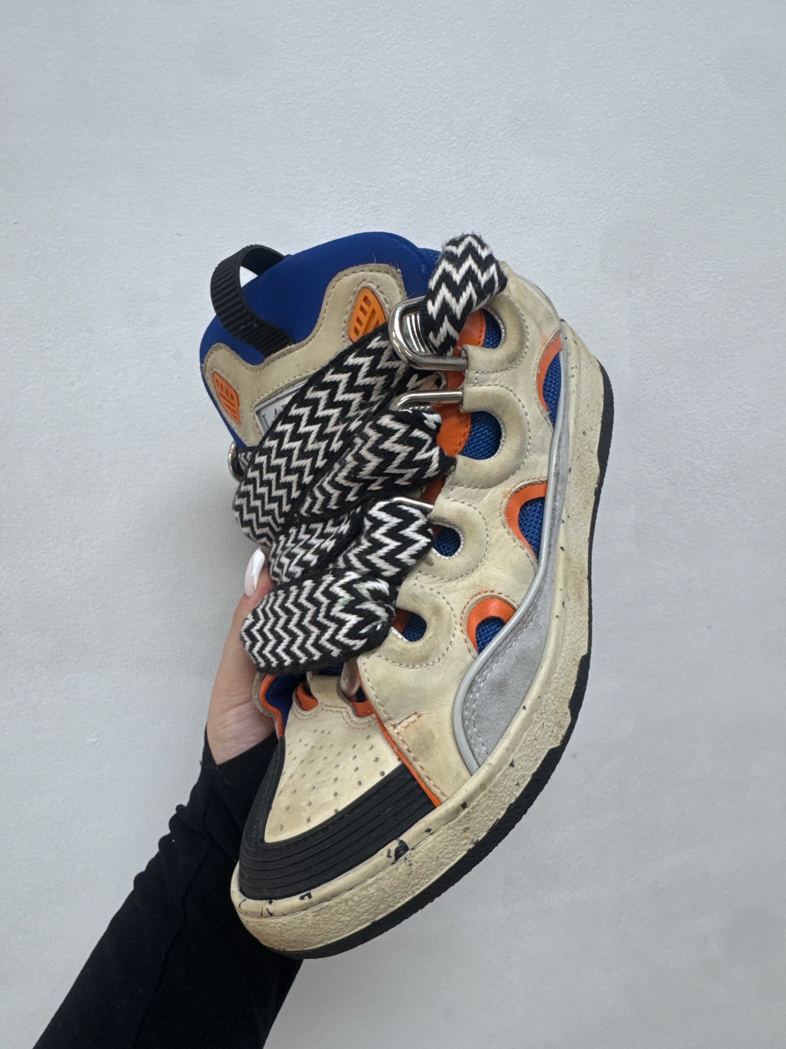 Lanvin Cream Orange Blue Curb Sneakers