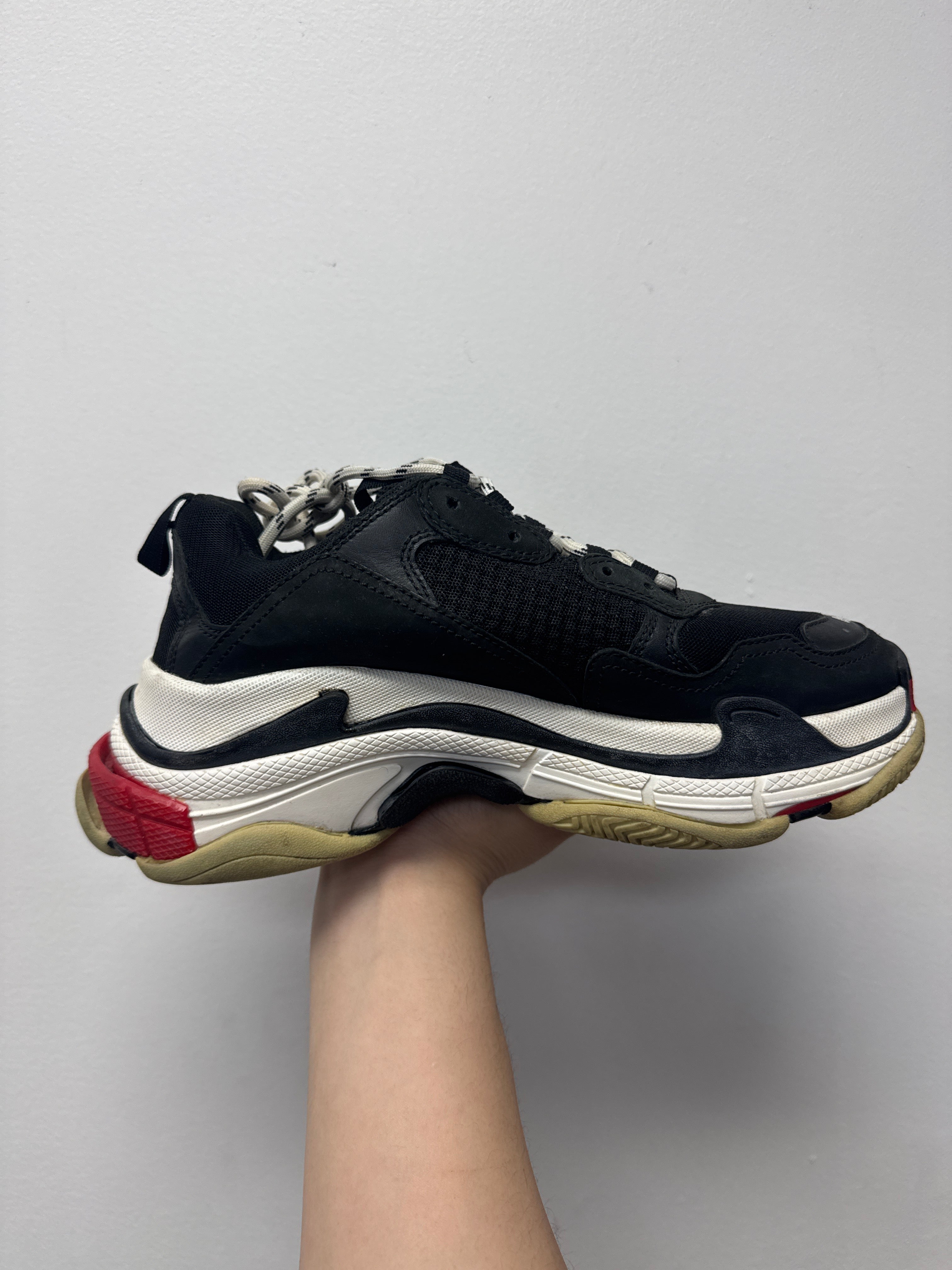 Balenciaga White Red Black Triple S Sneakers