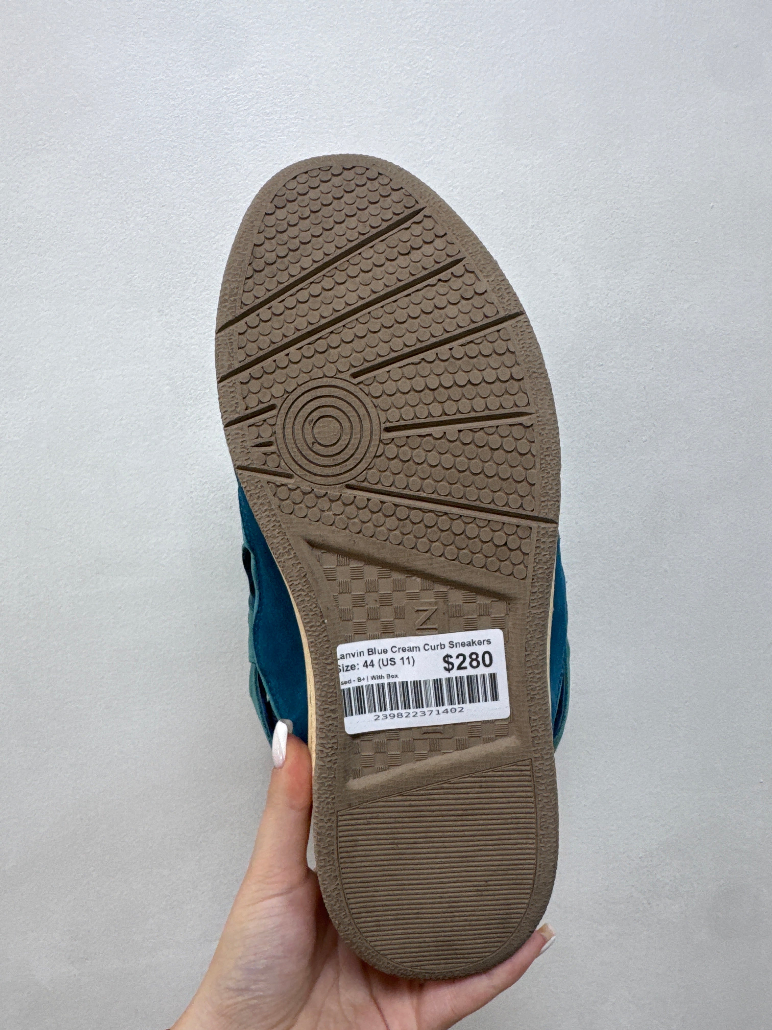 Lanvin Blue Cream Curb Sneakers