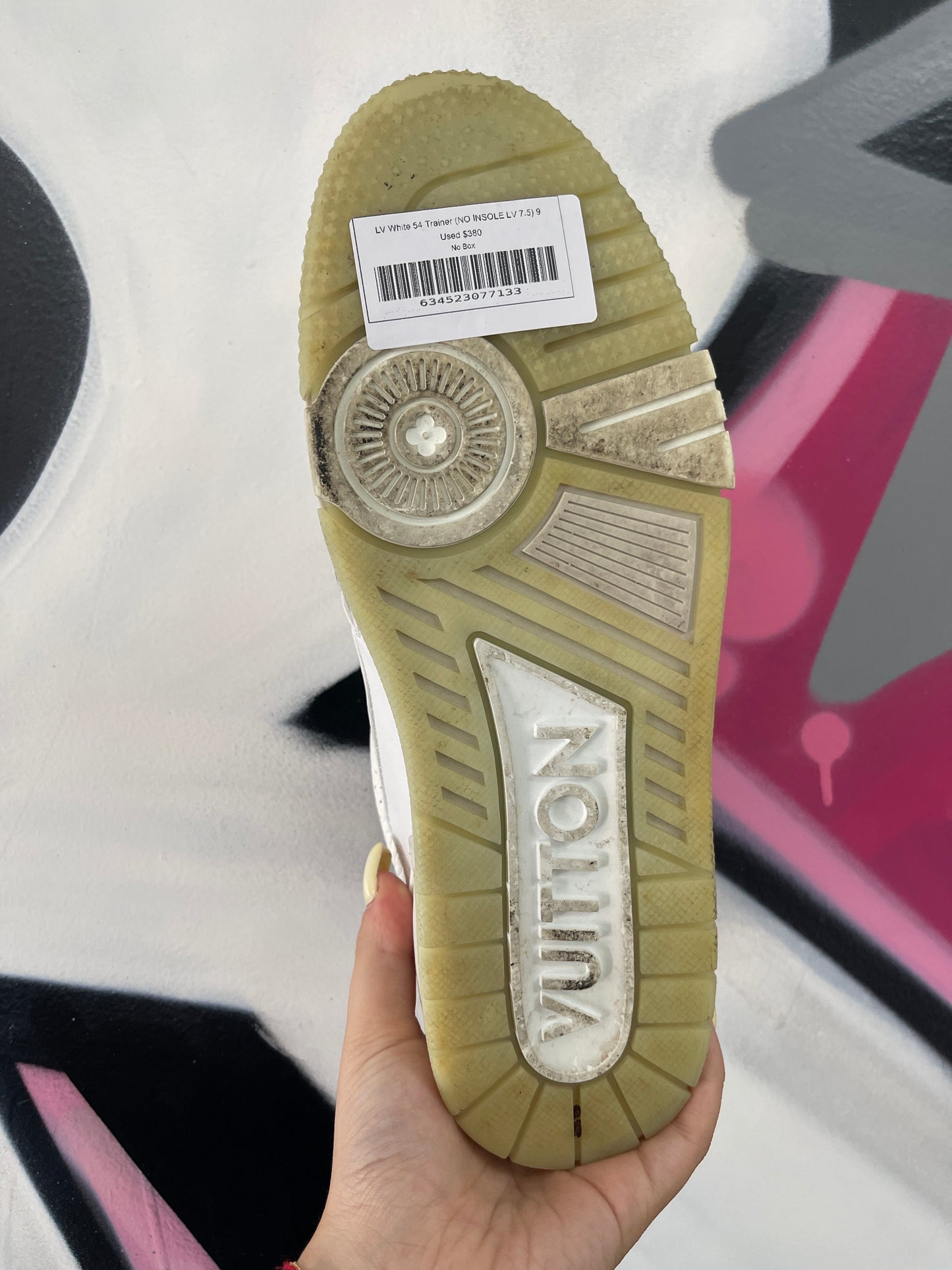 LV White 54 Trainer (NO INSOLE LV 7.5) Used No Box