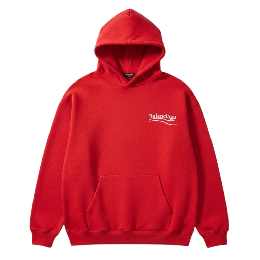 Balenciaga 'Campaign Logo' Embroidered Red Hoodie